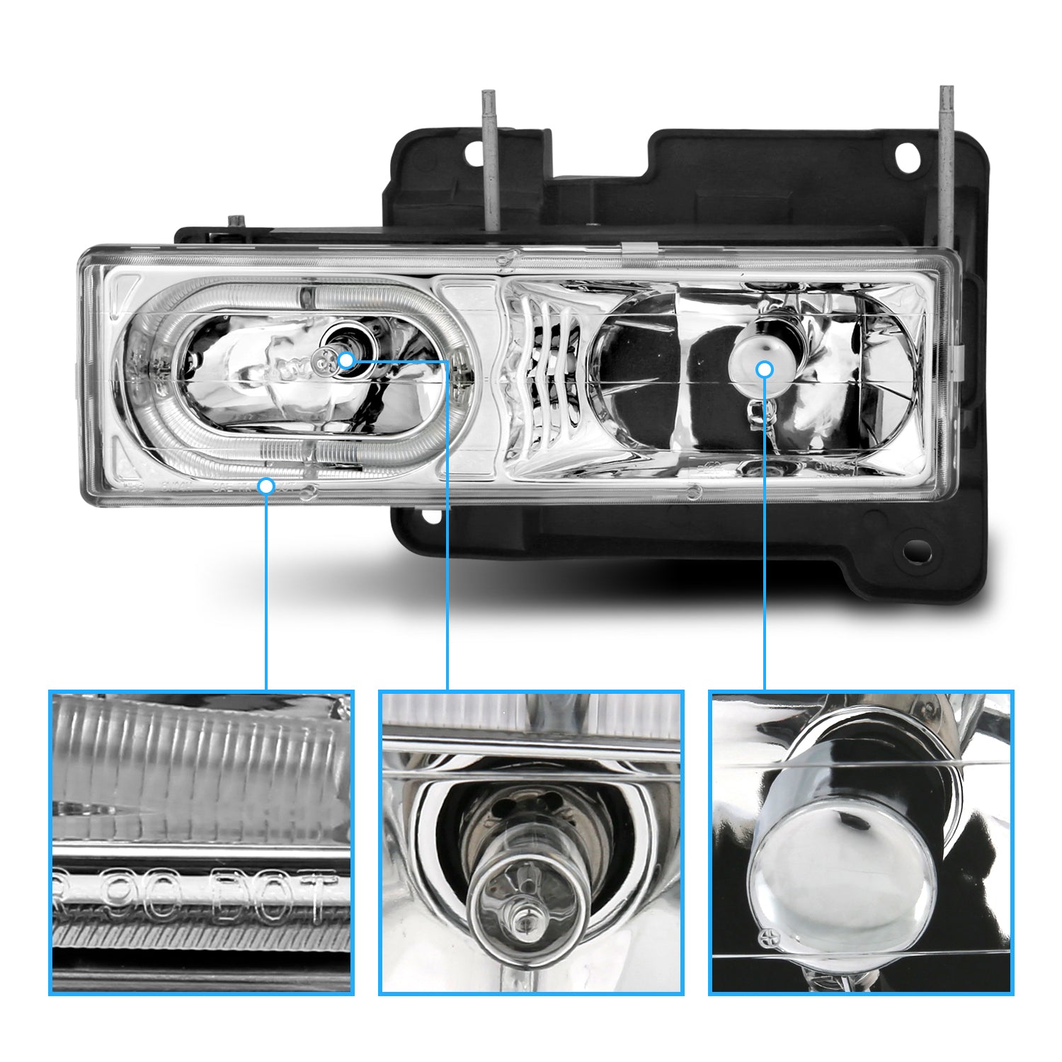 CHEVY FULLSIZE 88-98 CRYSTAL HEADLIGHTS HALO CLEAR