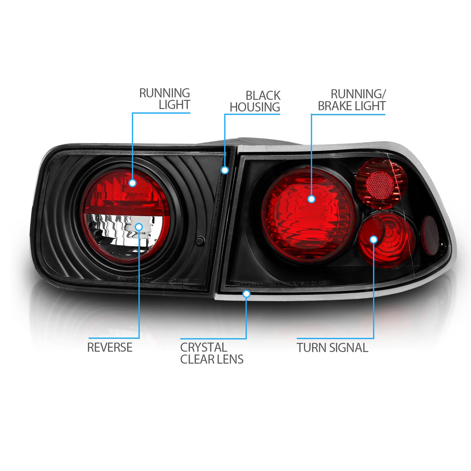 HONDA CIVIC 96-00 2DR TAIL LIGHTS BLACK