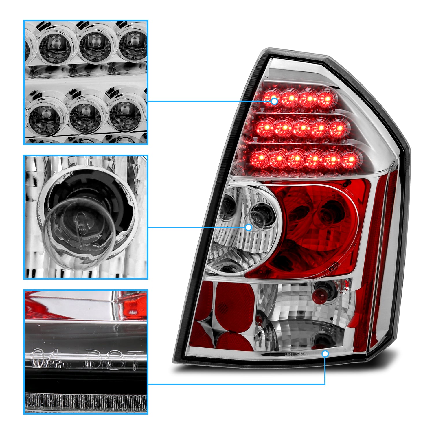 CHRYSLER 300/300C 05-07 LED TAIL LIGHTS CHROME