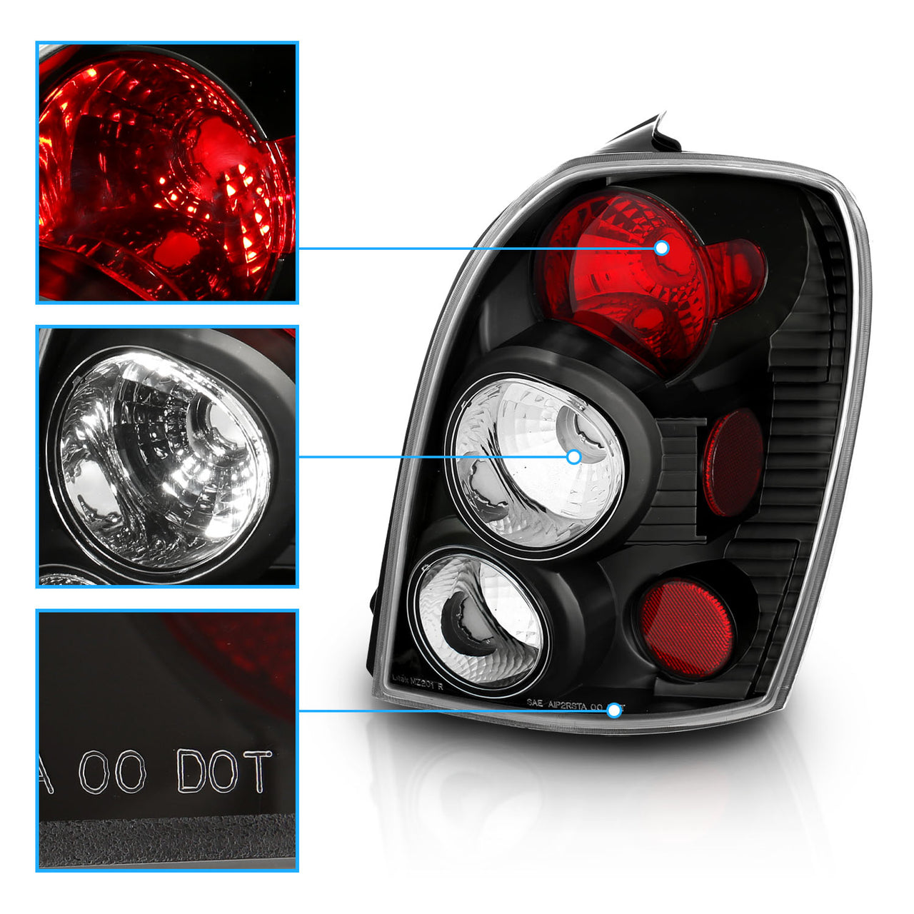 MAZDA PROTEGE 99-02 5DR TAIL LIGHTS BLACK