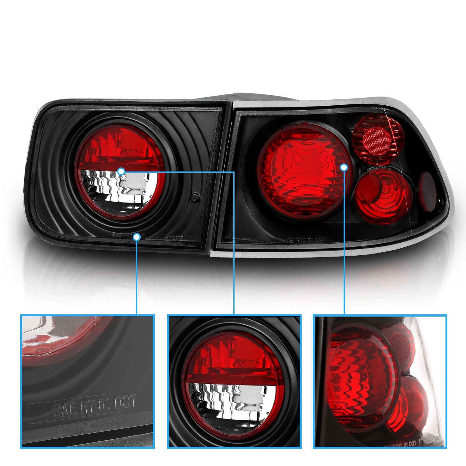 HONDA CIVIC 96-00 2DR TAIL LIGHTS BLACK