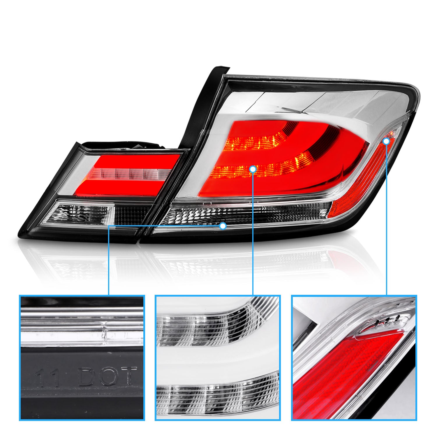 HONDA CIVIC 13-UP 4DR LED TAIL LIGHTS ALL CHROME (4 PCS)