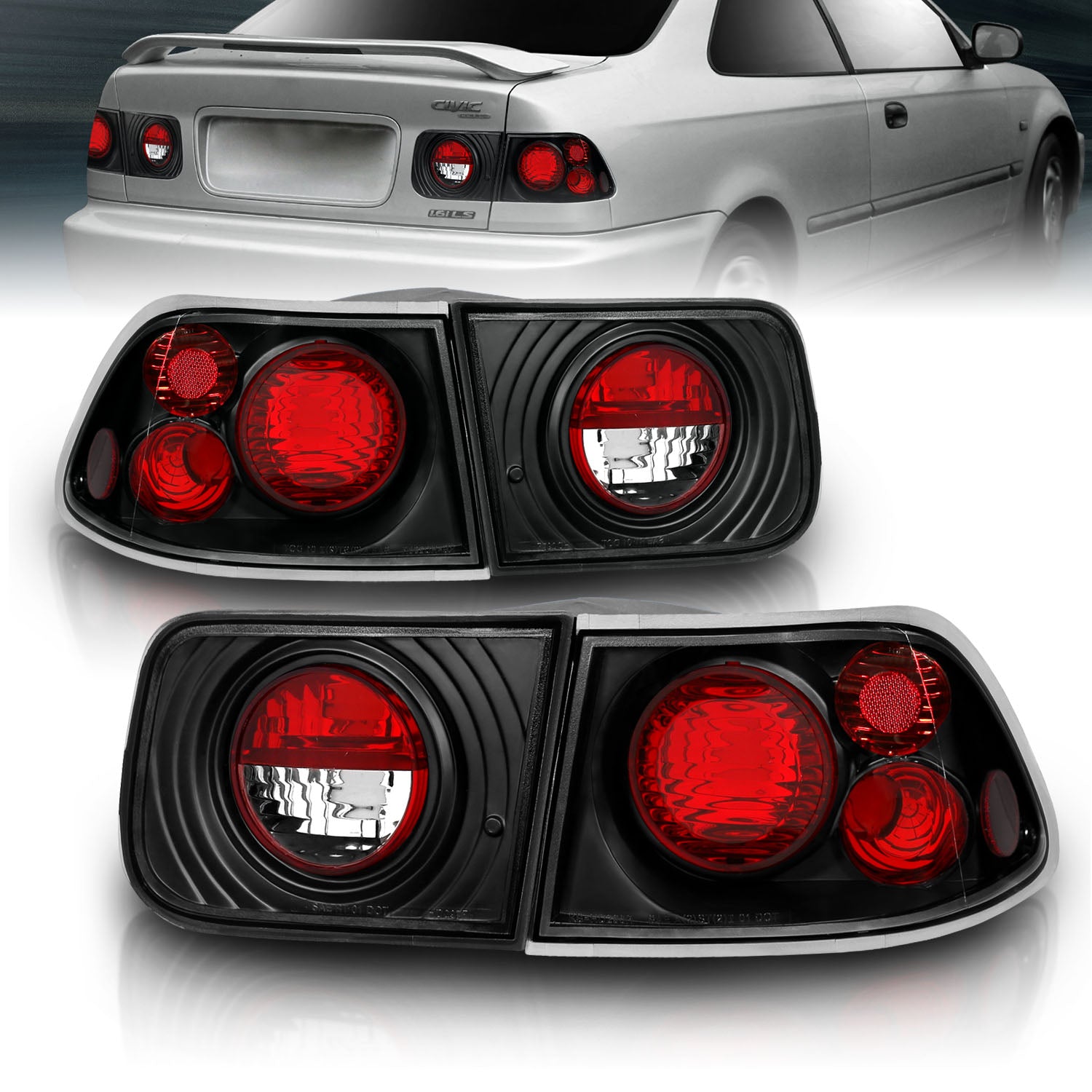 HONDA CIVIC 96-00 2DR TAIL LIGHTS BLACK