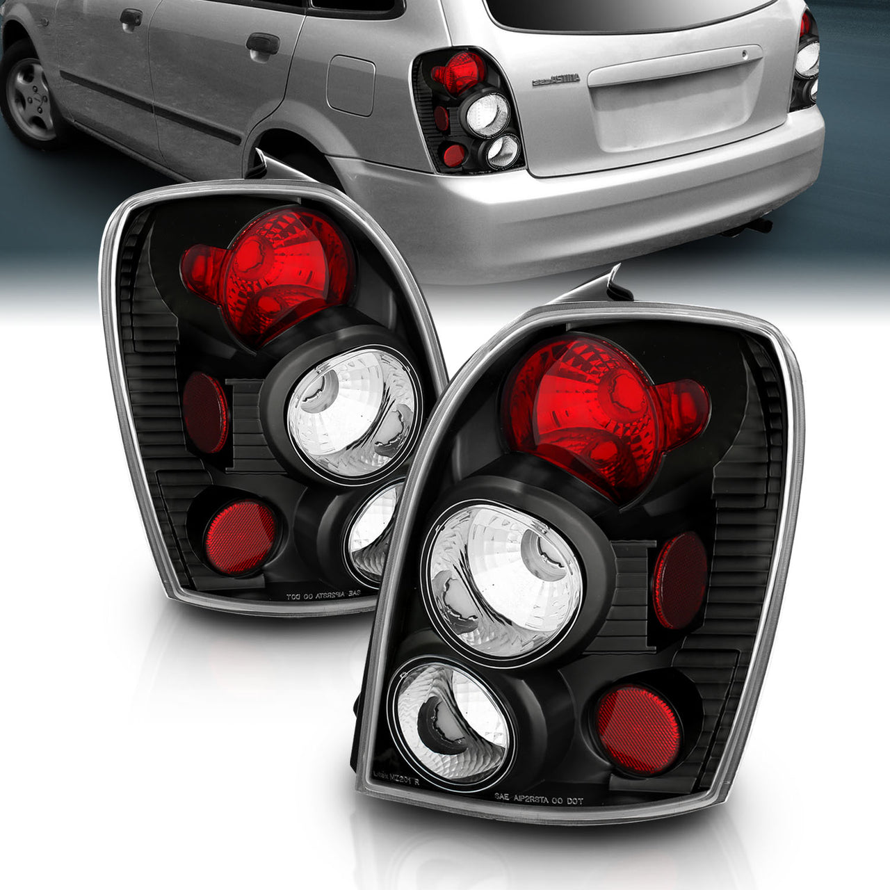MAZDA PROTEGE 99-02 5DR TAIL LIGHTS BLACK
