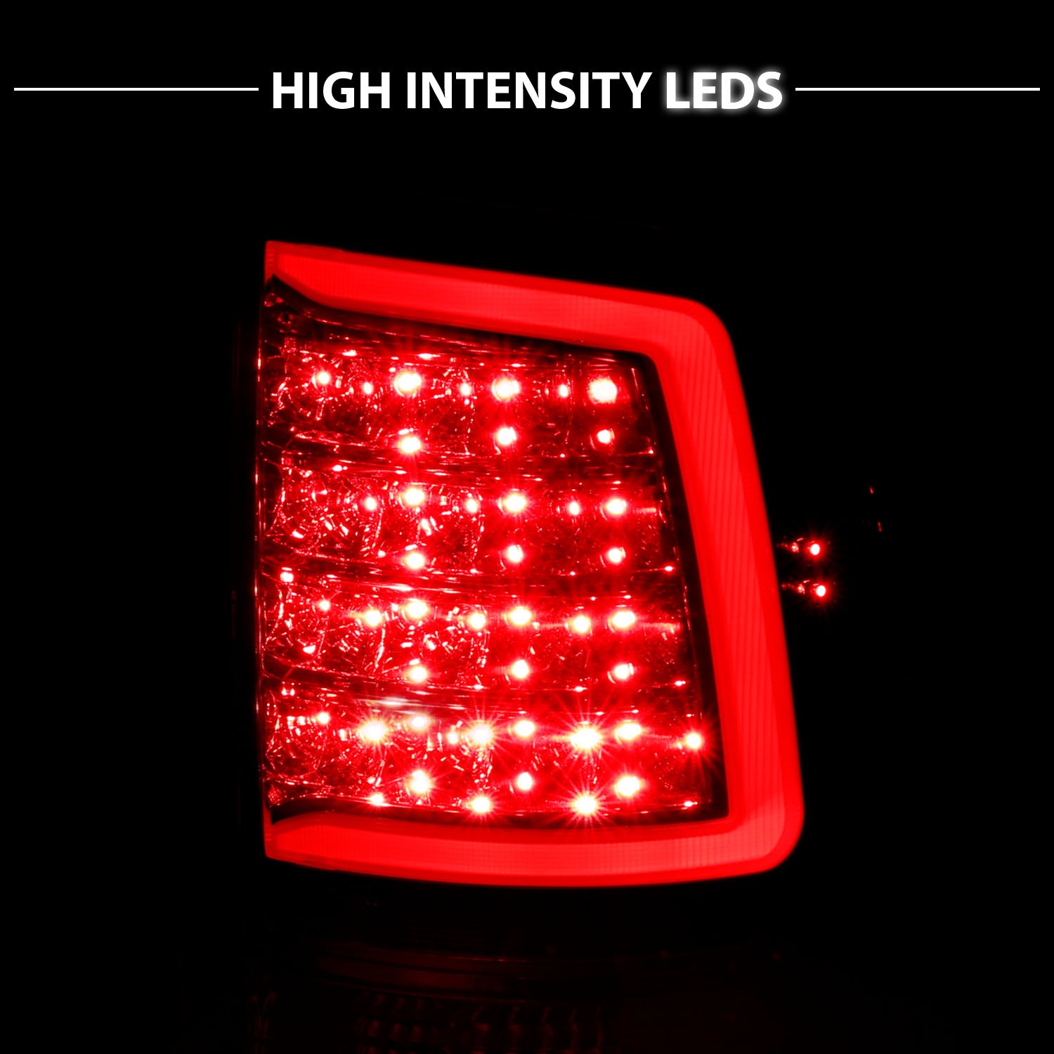 DODGE RAM 1500 09-18/ 2500 3500 10-18 LED TAIL LIGHTS CHROME HOUSING CLEAR LENS W/ C LIGHT BAR (NOT COMPATIBLE W/ ORIGINAL LED VERSION)
