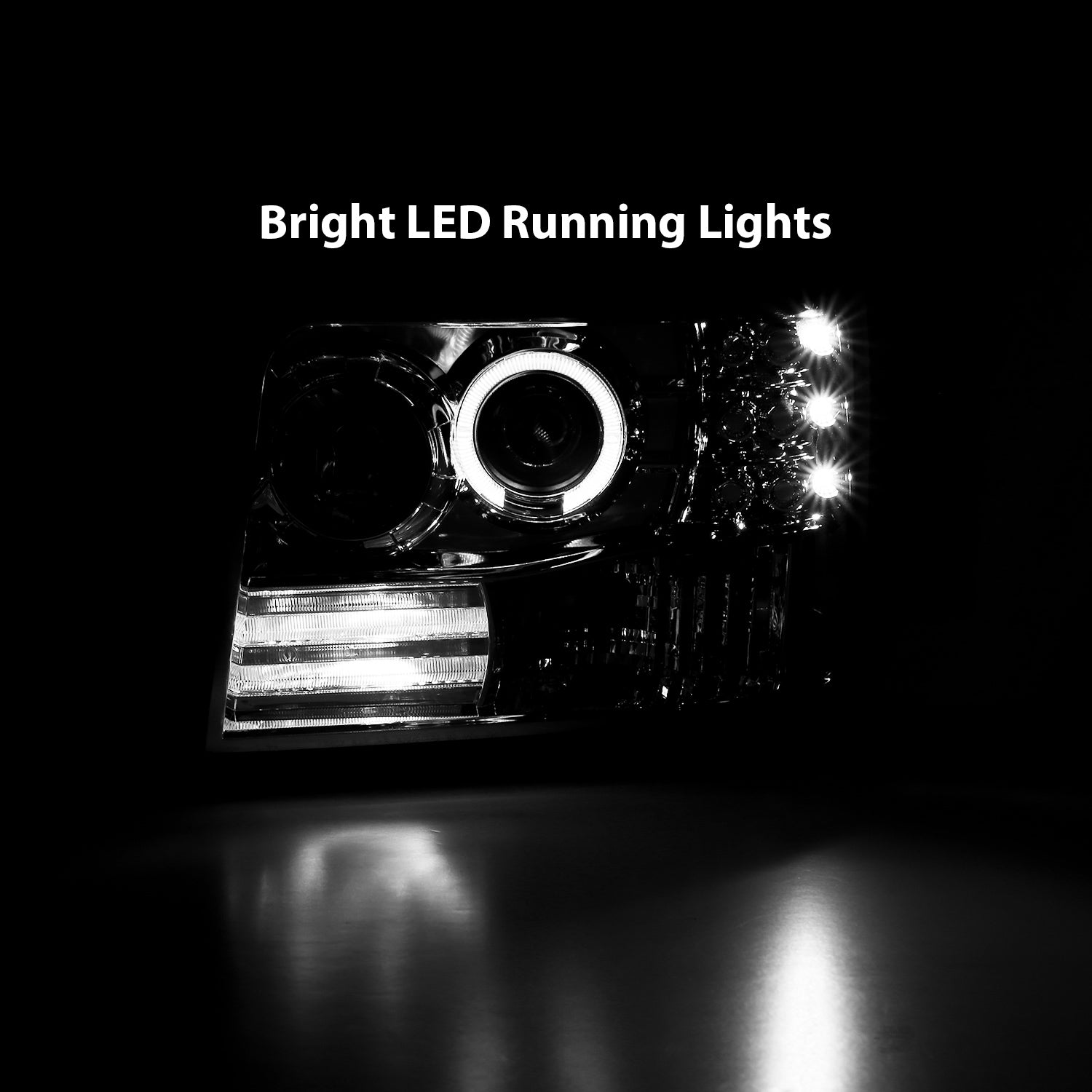 FORD F-150/F-250/BRONCO 92-96 PROJECTOR HALO HEADLIGHTS CHROME W/ SIDE MARKERS W/ PARKING LIGHTS