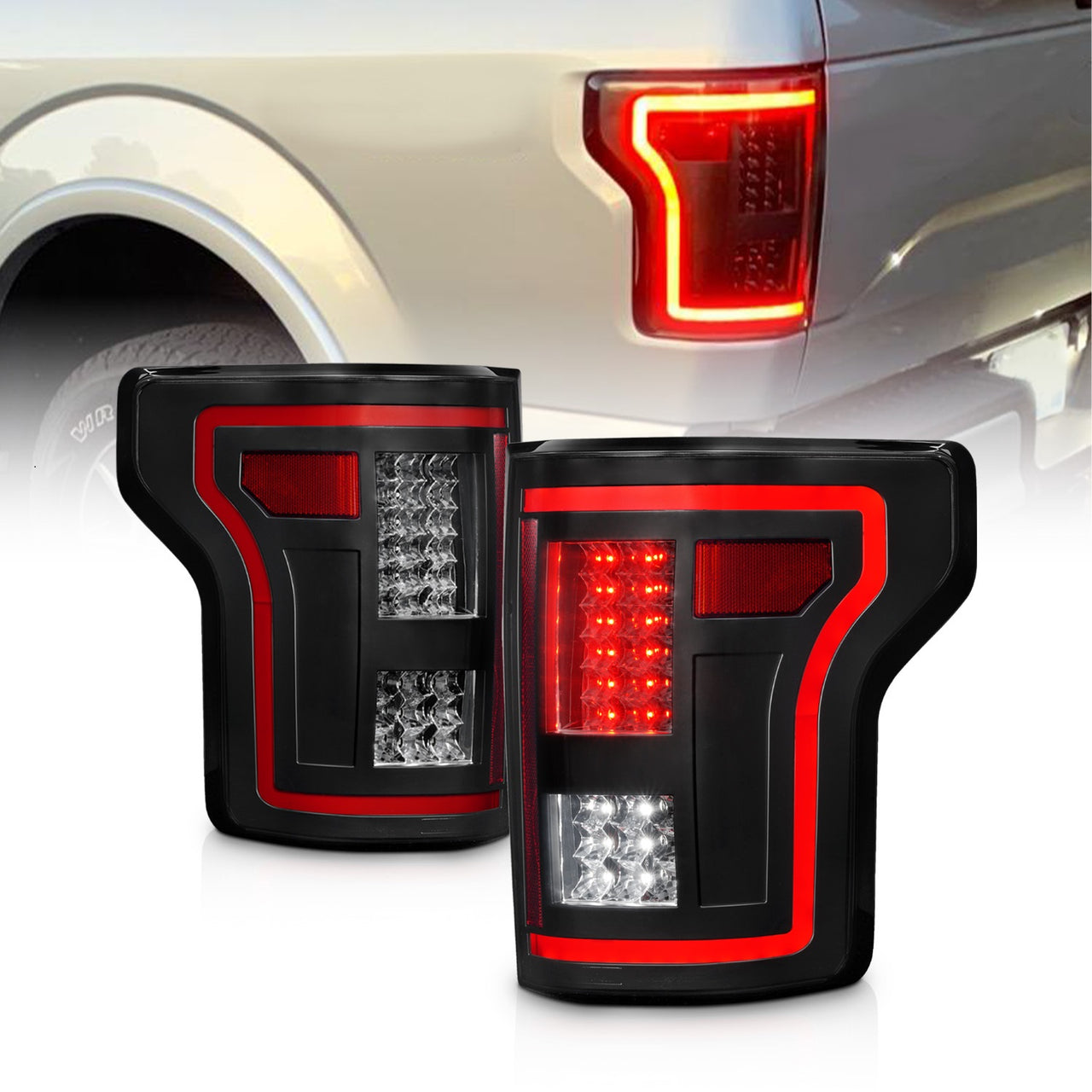 FORD F-150 15-17 LED TAIL LIGHTS (RED LIGHT BAR) SMOKE LENS (SEQUENTIAL SIGNAL)