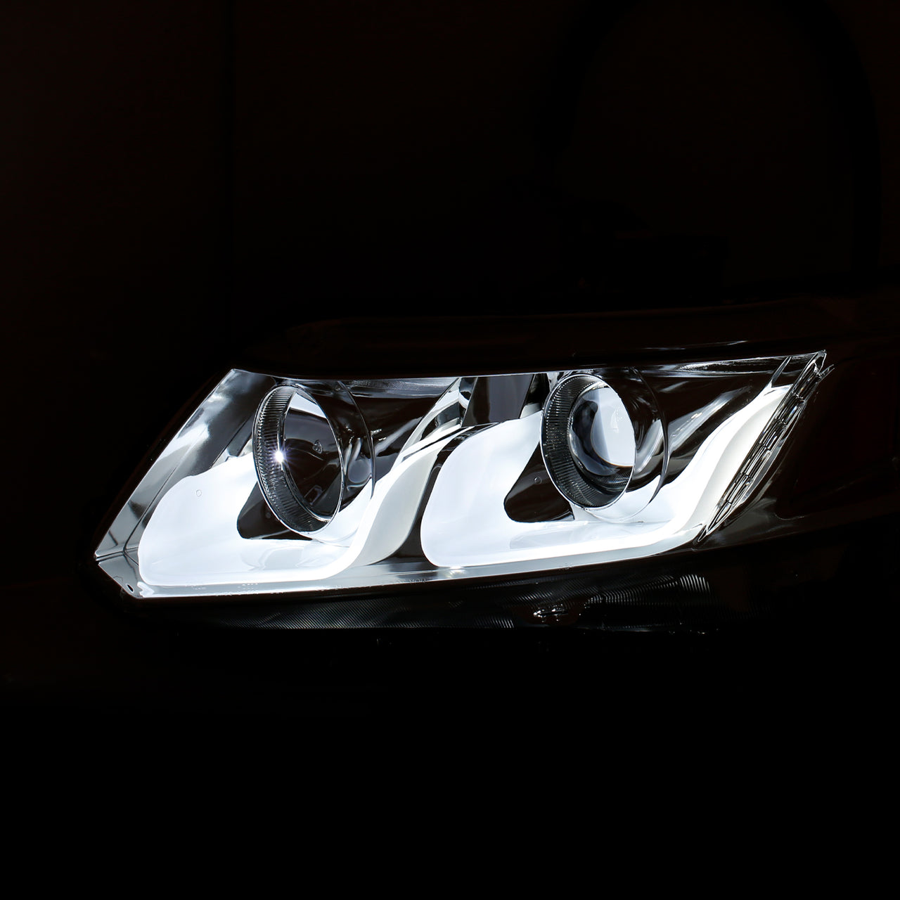 HONDA CIVIC 12-13 2/4DR PROJECTOR U-BAR STYLE HEADLIGHTS CHROME CLEAR AMBER