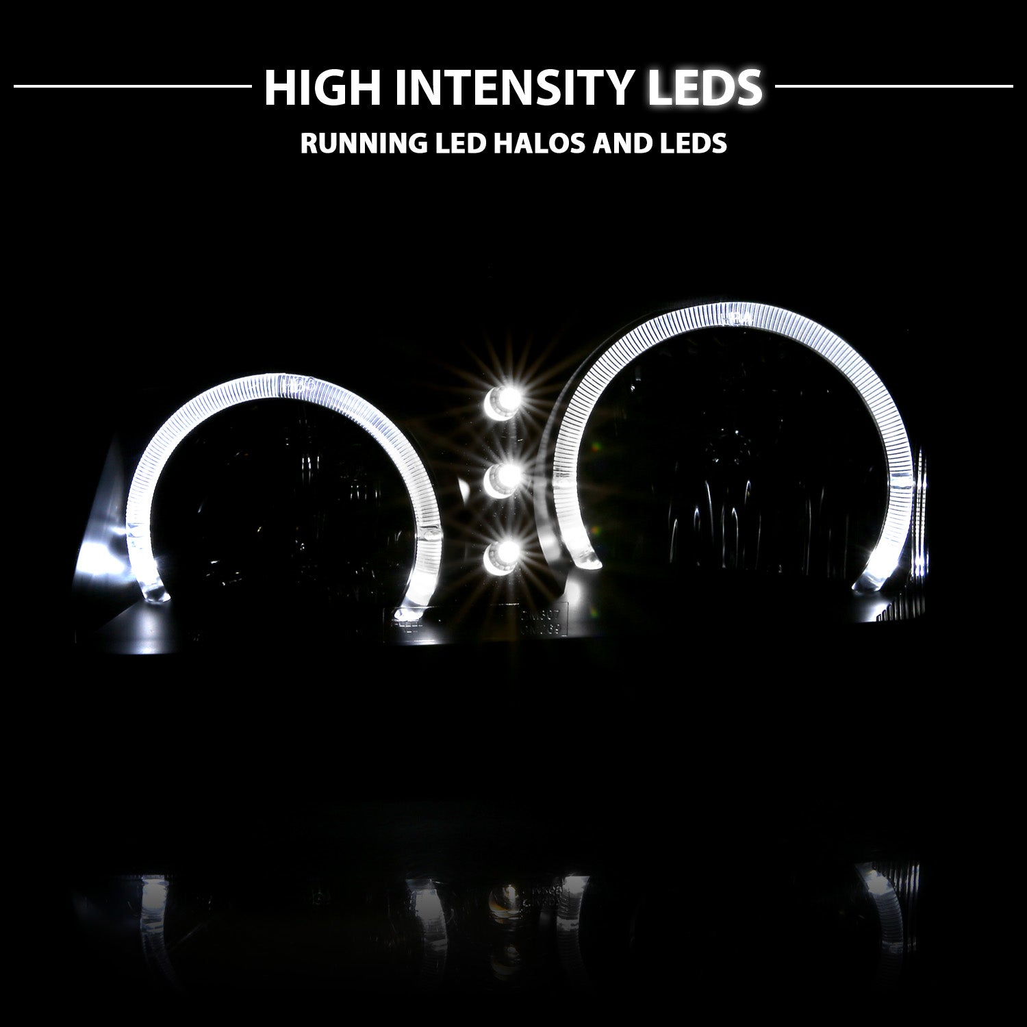 CHEVY SILVERADO 03-06 HEADLIGHTS BLACK 2 HALO W/ LED AMBER