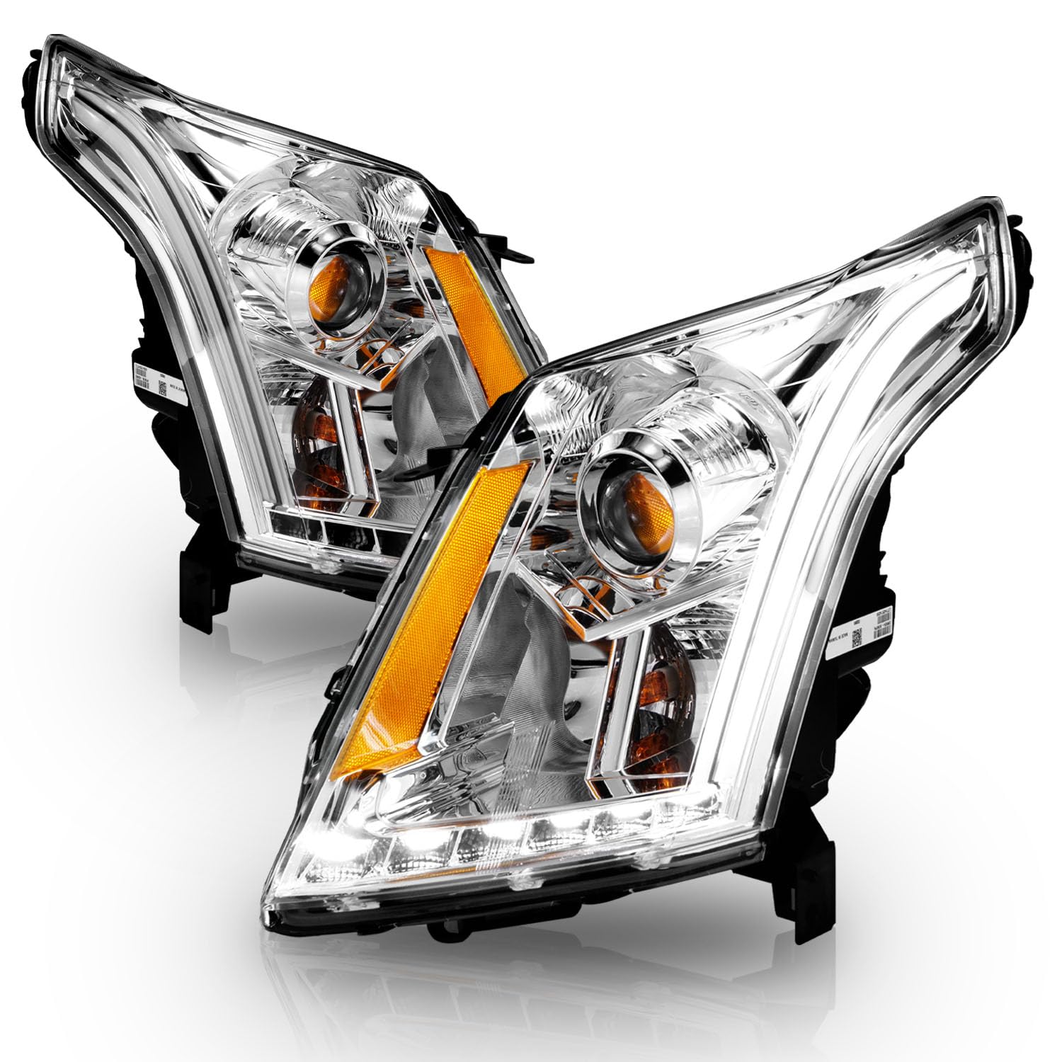 CADILLAC SRX 10-12 PROJECTOR LIGHT BAR STYLE HEADLIGHTS CHROME CLEAR AMBER