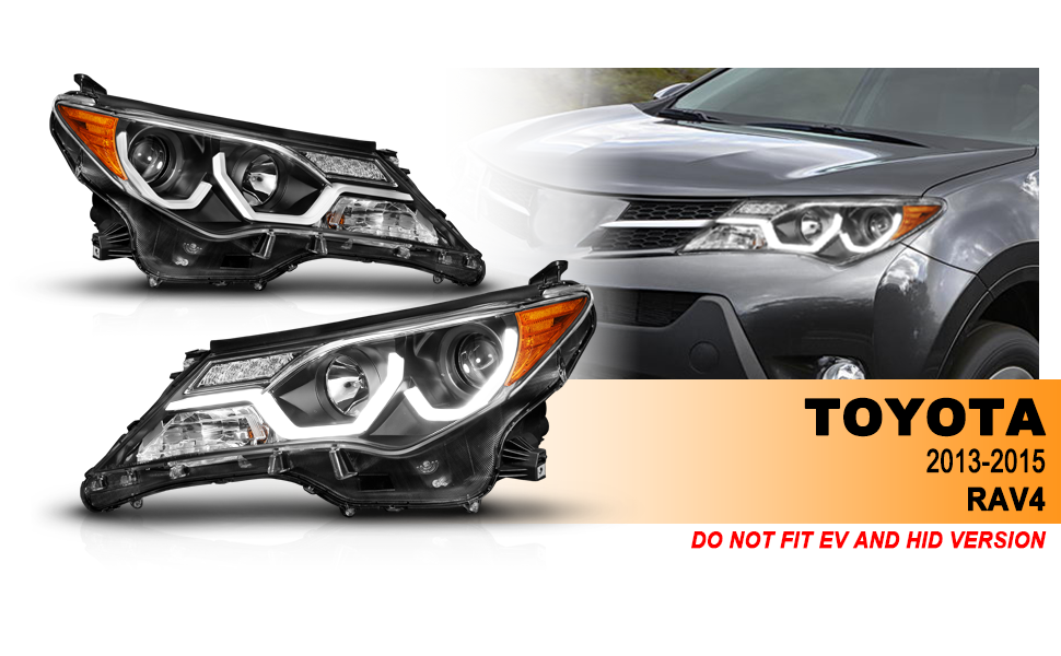 TOYOTA RAV-4 2013 UP PROJECTOR LIGHT BAR STYLE HEADLIGHTS BLACK CLEAR AMBER