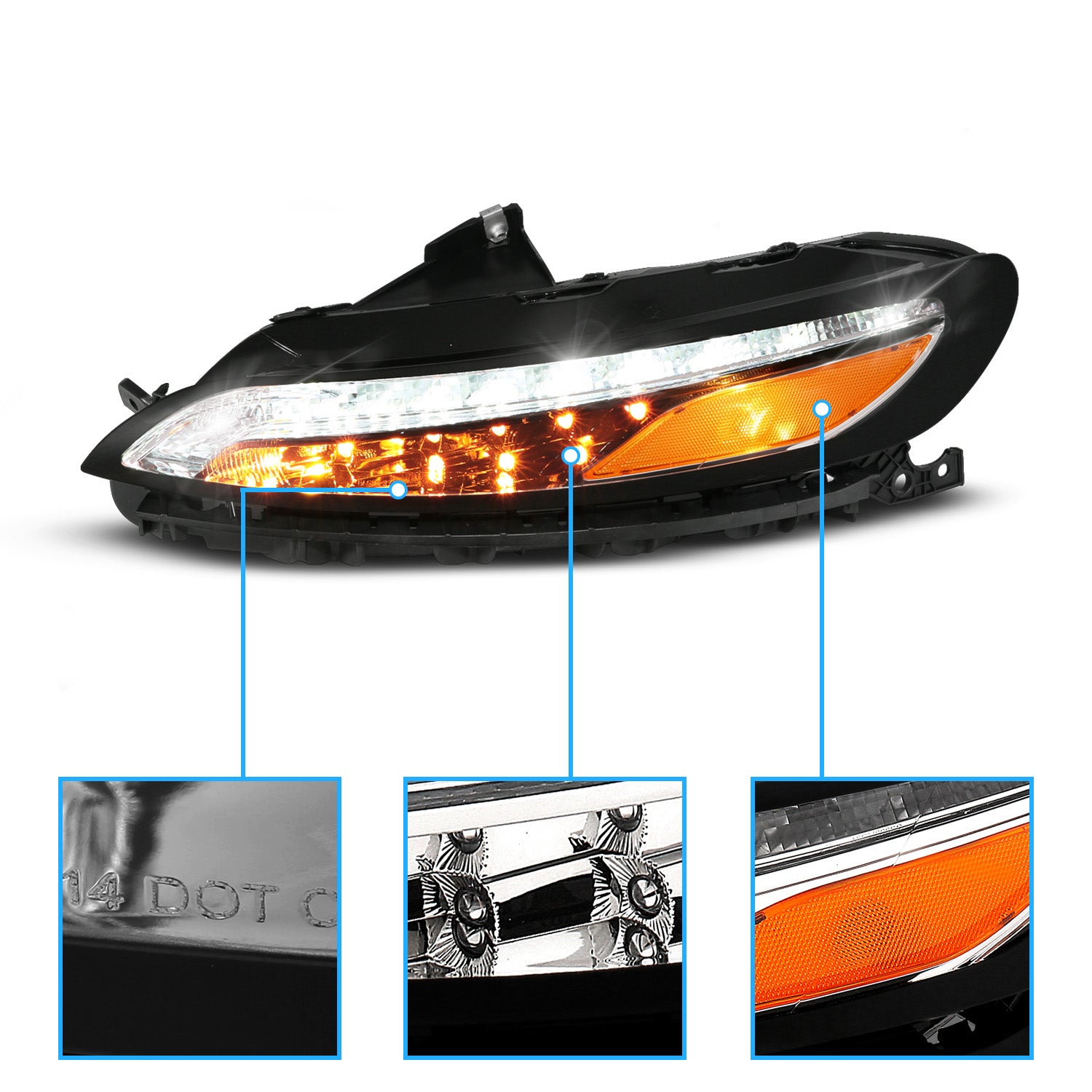 JEEP CHEROKEE 14-UP LED PARKING/SIGNAL LIGHTS ALL CHROME AMBER