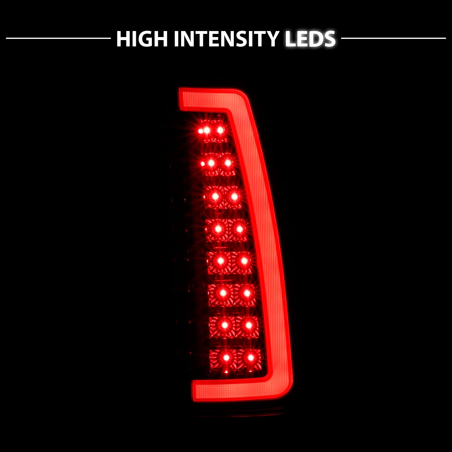 Chevy/GMC C/K 1500/2500/3500 88-99, SUBURBAN/YUKON 92-00, TAHOE 94-00, BLAZER 92-94, CADILLAC ESCALADE 99-00 LED C-BAR TAIL LIGHTS BLACK HOUSING SMOKE LENS