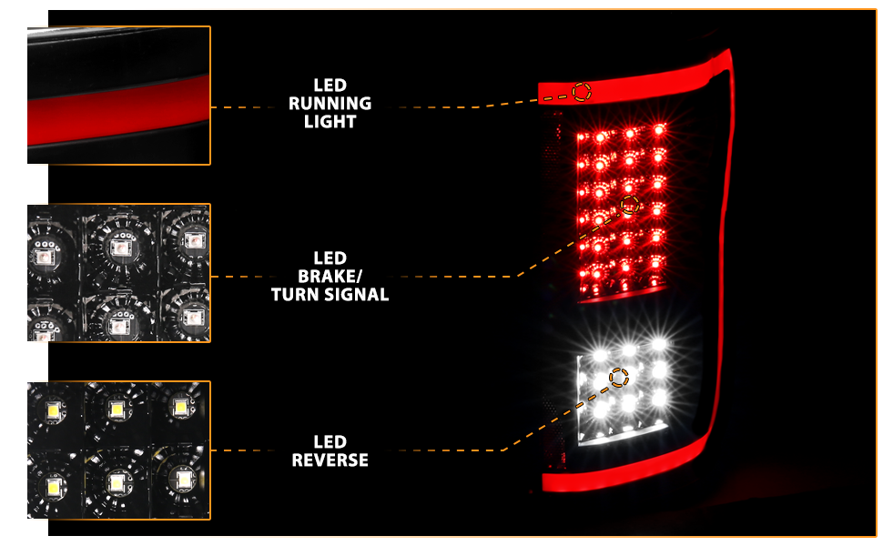 FORD F-150 15-17 LED TAIL LIGHTS RED LIGHT BAR BLACK (SEQUENTIAL SIGNAL)