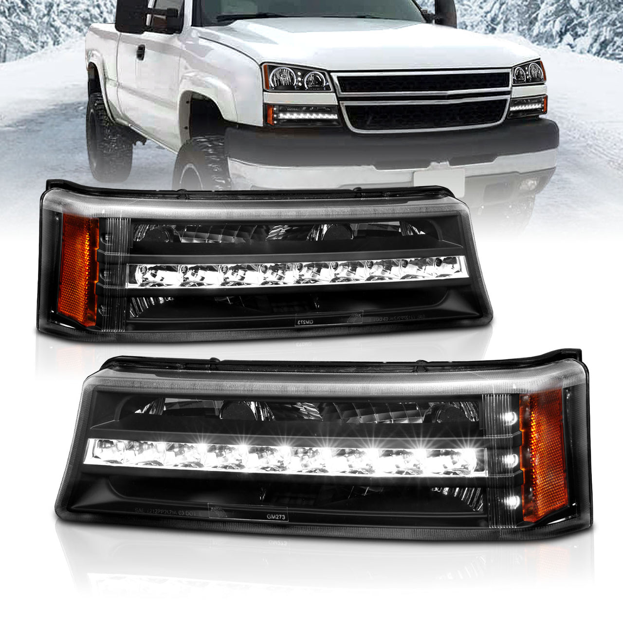 CHEVY SILVERADO 03-06 LED SIGNAL LIGHTS G2 BLACK AMBER