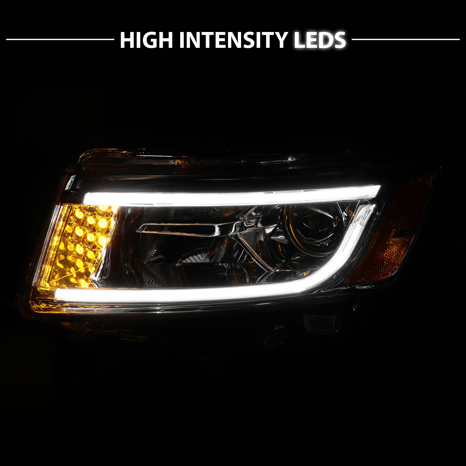 JEEP GRAND CHEROKEE 14 PROJECTOR LIGHT BAR STYLE HEADLIGHTS CHROME CLEAR