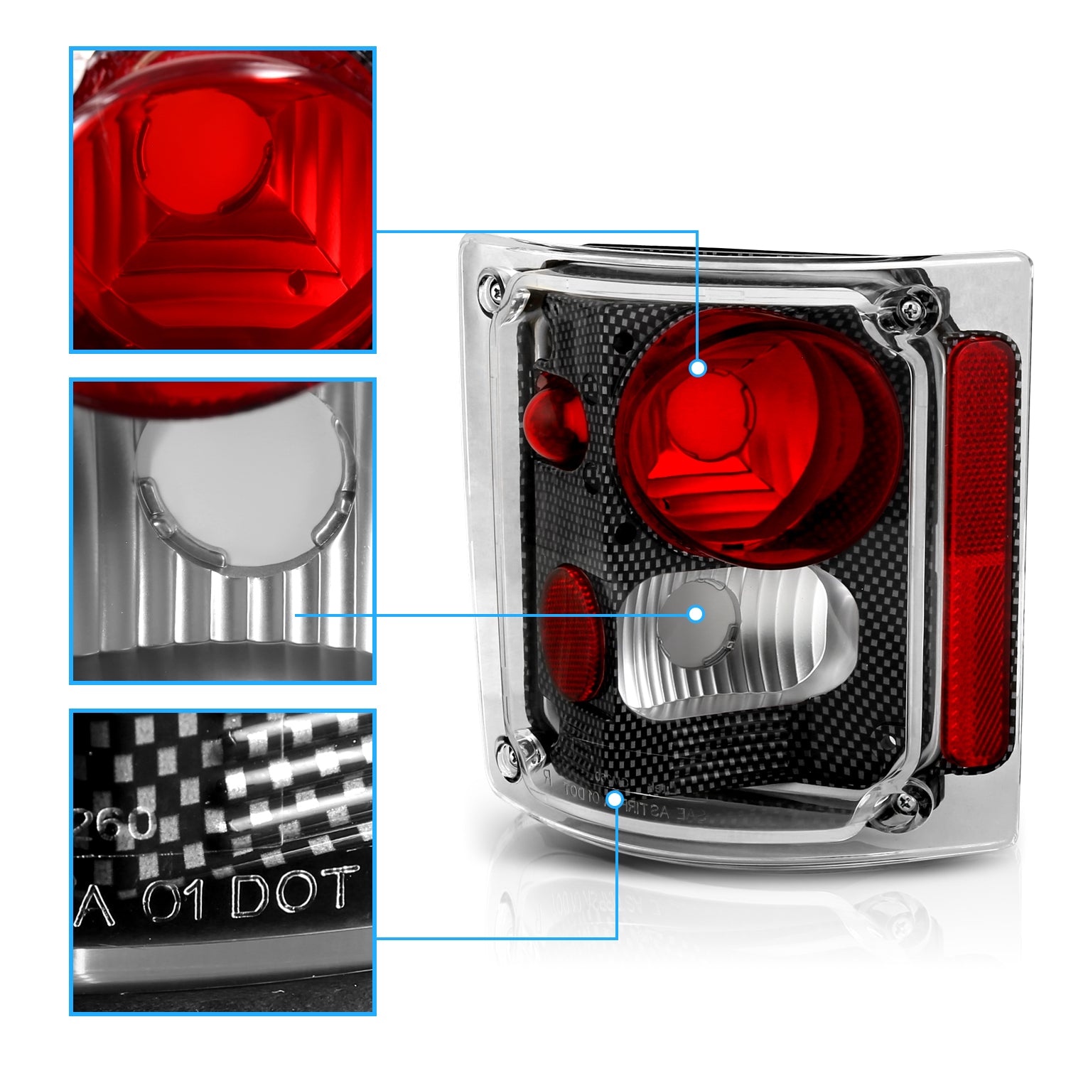 CHEVY FULLSIZE 73-87 TAIL LIGHTS CARBON