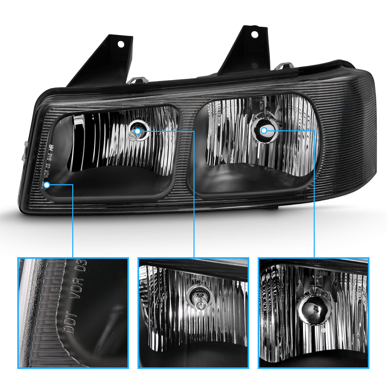 CHEVY EXPRESS/GMC SAVANA 03-17 HEADLIGHTS BLACK