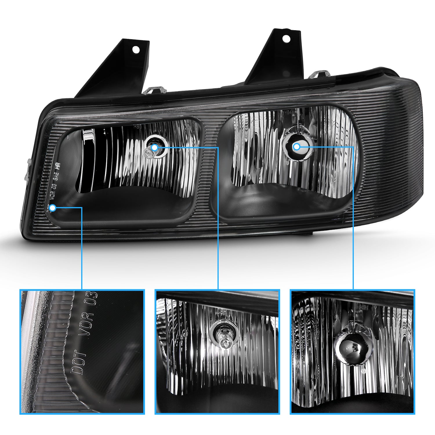 CHEVY EXPRESS/GMC SAVANA 03-17 HEADLIGHTS BLACK