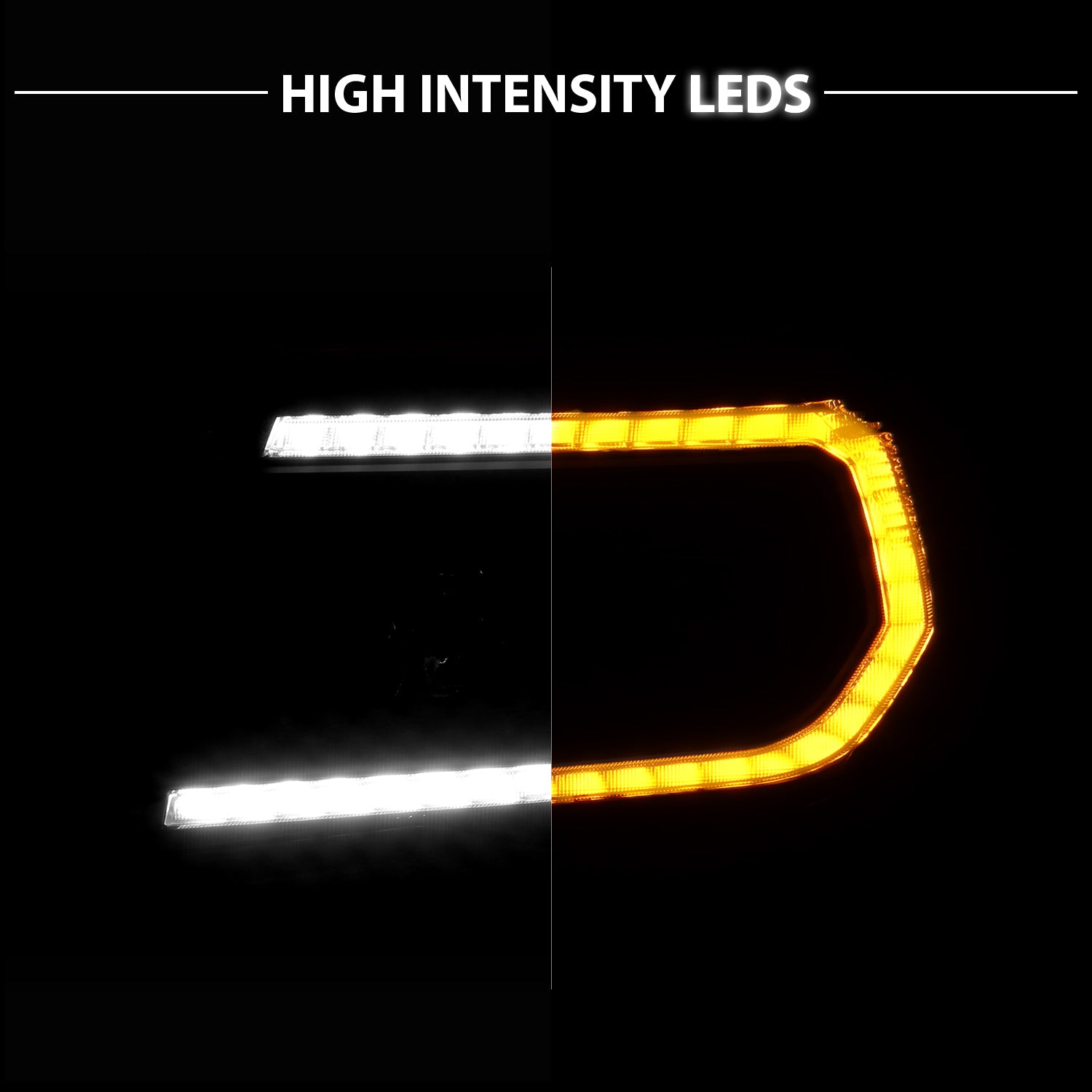 TOYOTA TACOMA 05-11 PROJECTOR SEQUENTIAL LIGHT BAR STYLE HEADLIGHTS BLACK AMBER  (W/ C LIGHT BAR)