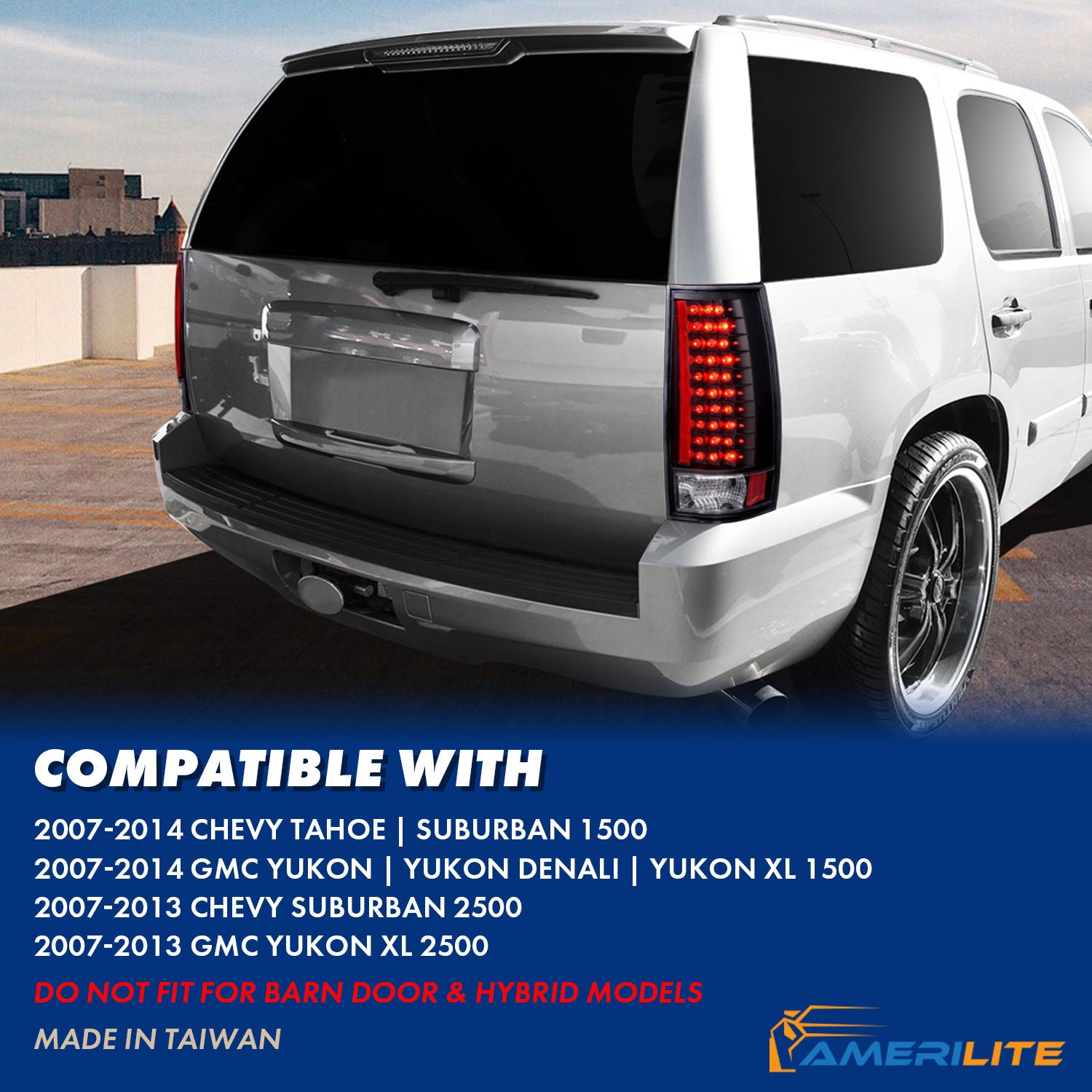 CHEVY TAHOE/SUBURBAN 07-UP LED G4 TAIL LIGHTS BLACK (ESCALADE LOOK)