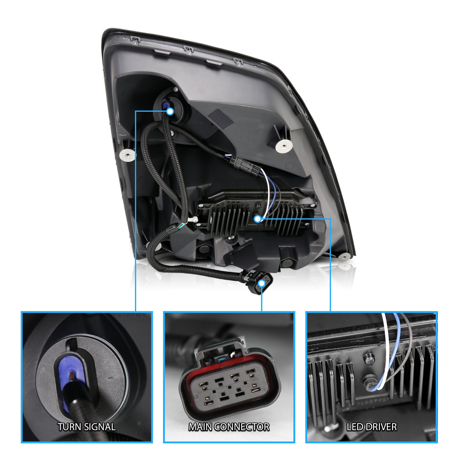 VOLVO VNX/VLN  15-16  LED H.L BLACK AMBER  (RIGHT) (VNX 300,430, 630/VNL 300,430,630,670,730,780)