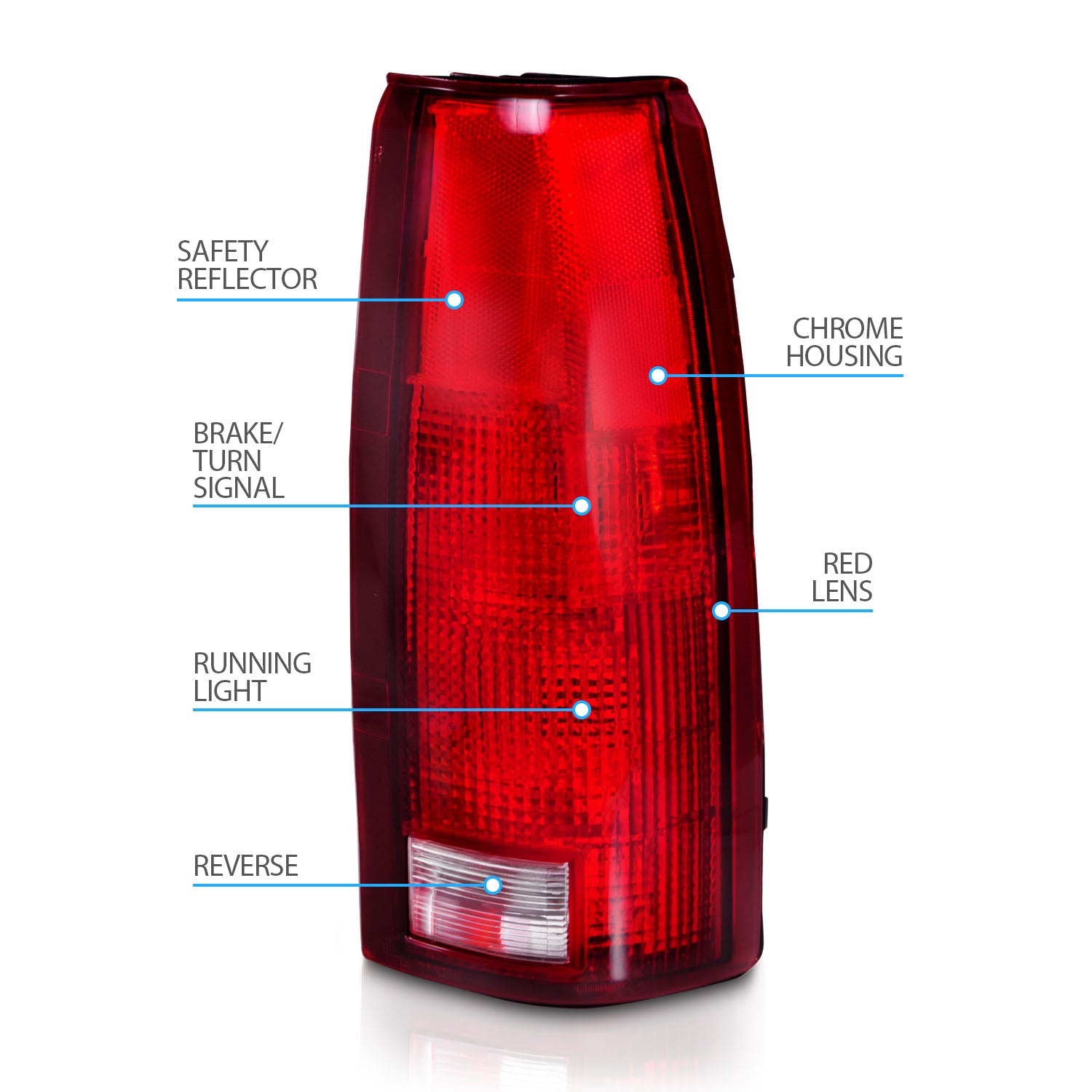 Chevy/GMC C/K 1500/2500/3500 88-99, SUBURBAN/YUKON 92-00, TAHOE 94-00, BLAZER 92-94, CADILLAC ESCALADE 99-00  TAIL LIGHTS (OE REPLACEMENT)