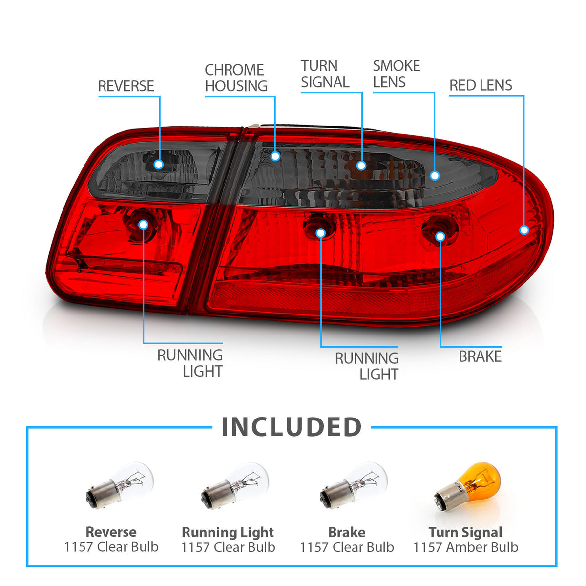 Smoke Tail Light Assembly For Mercedes Benz W210 – AMG Style – Inner & Outer, Left & Right – 210W