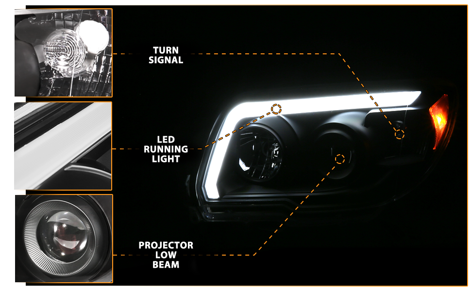 TOYOTA 4 RUNNER 06-09 PROJECTOR HEADLIGHTS PLANK STYLE BLACK