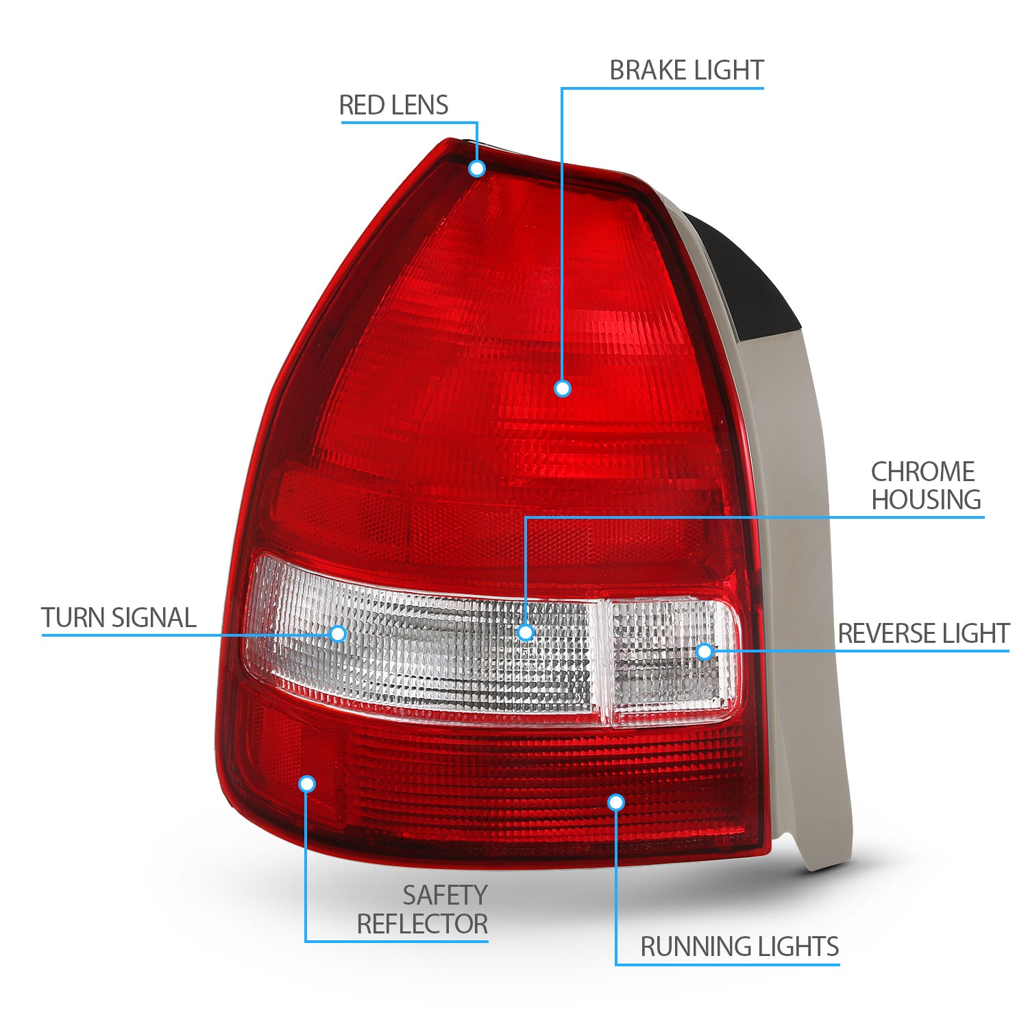 HONDA CIVIC 96-98 3DR TAIL LIGHTS RED/CLEAR