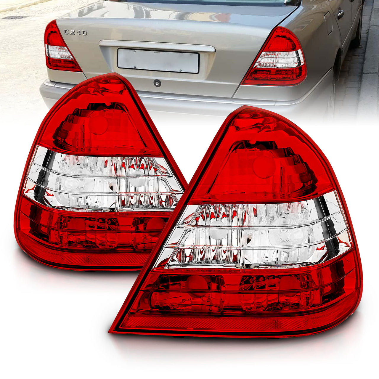 MBZ C CLASS W202 96-99 TAIL LIGHTS RED/CLEAR