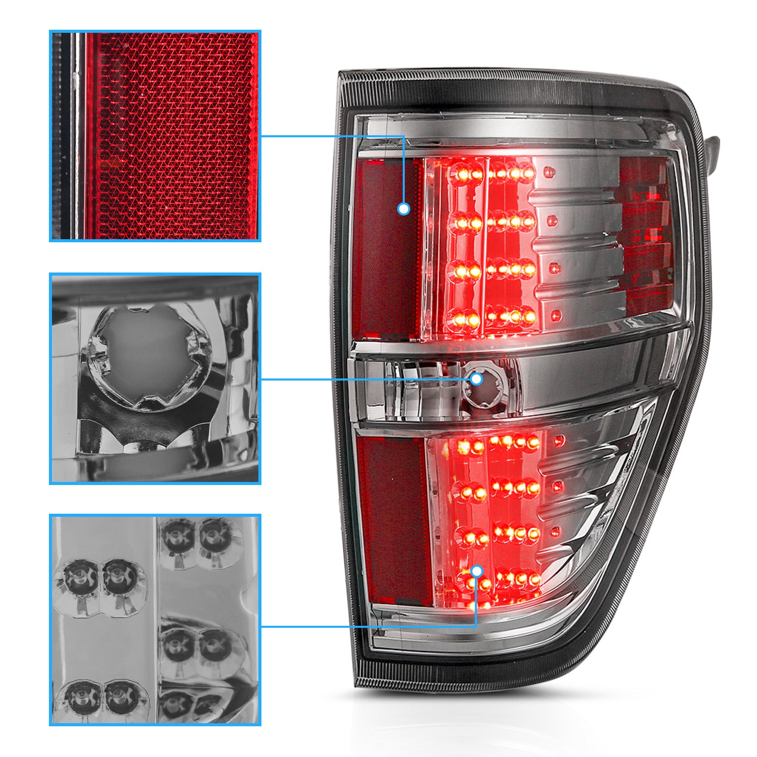 FORD F-150 09-13 LED TAIL LIGHTS SMOKE