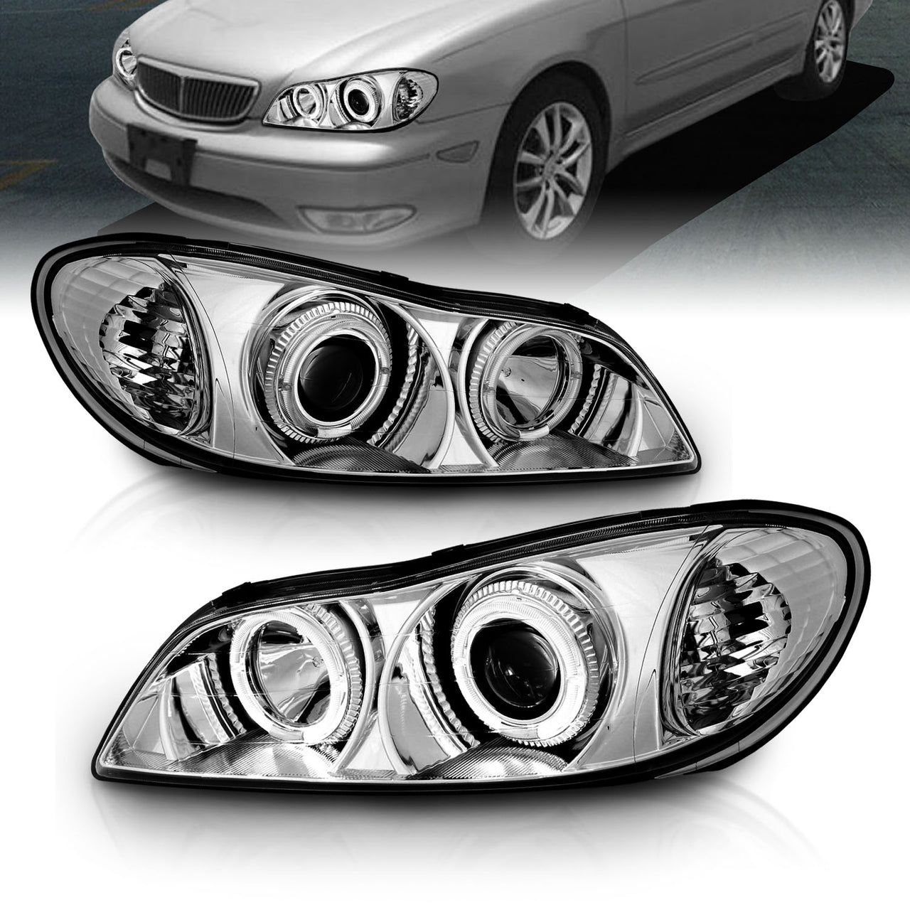 INFINITI I-30 00-01 PROJECTOR HEADLIGHTS HALO CHROME CLEAR