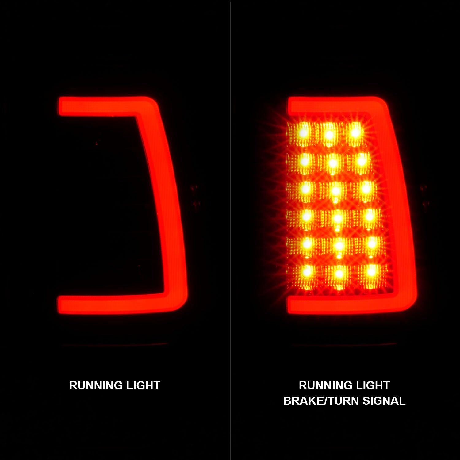 GMC SIERRA 99-07/CHEVY SILVERADO 99-03 (1500/2500 SERIES 99-02 & 3500 SERIES 2003) LED TAIL LIGHTS BLACK HOUSING CLEAR LENS  W/ C LIGHT BAR (3 HOLE)