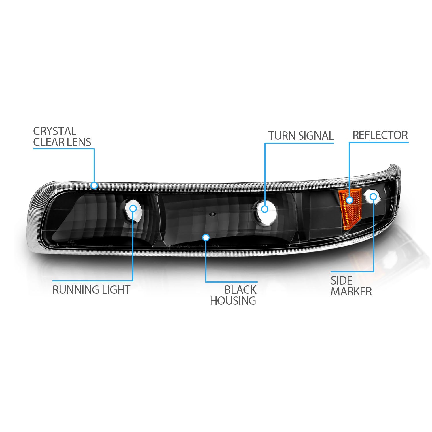 CHEVY SILVERADO 99-01 BUMPER LIGHTS EURO BLACK AMBER