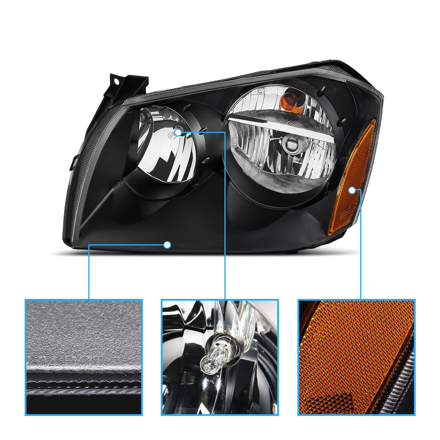 DODGE MAGNUM 05-07 HEADLIGHTS BLACK AMBER