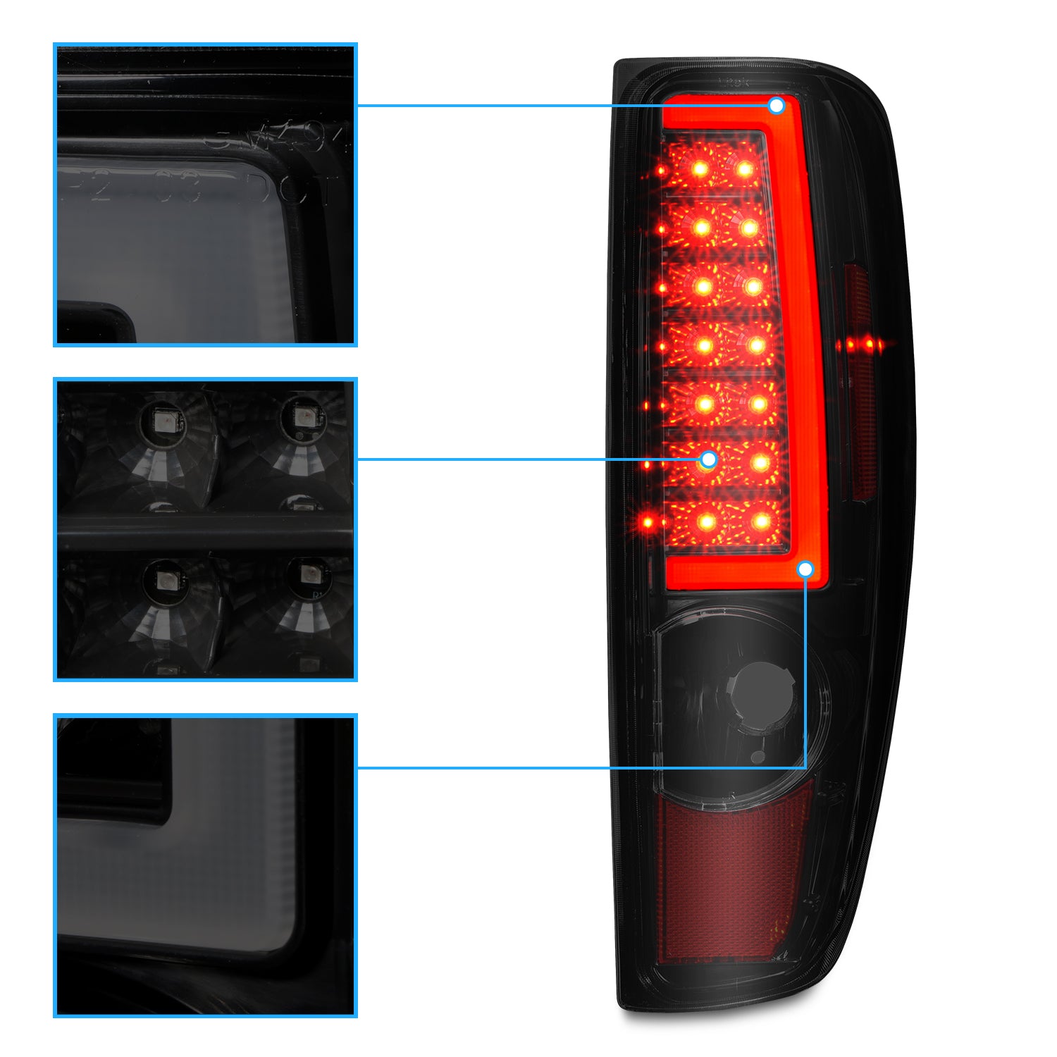 CHEVY COLORADO/GMC CANYON 04-12  LED TAIL LIGHTS BLACK HOUSING SMOKE LENS (W/ C LIGHT BAR)