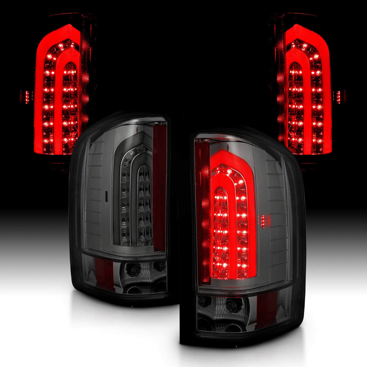 CHEVY SILVERADO 1500/2500/3500 07-10/HYBRID 09/GMC SIERRA 07-09 LED TAIL LIGHTS G2 SMOKE