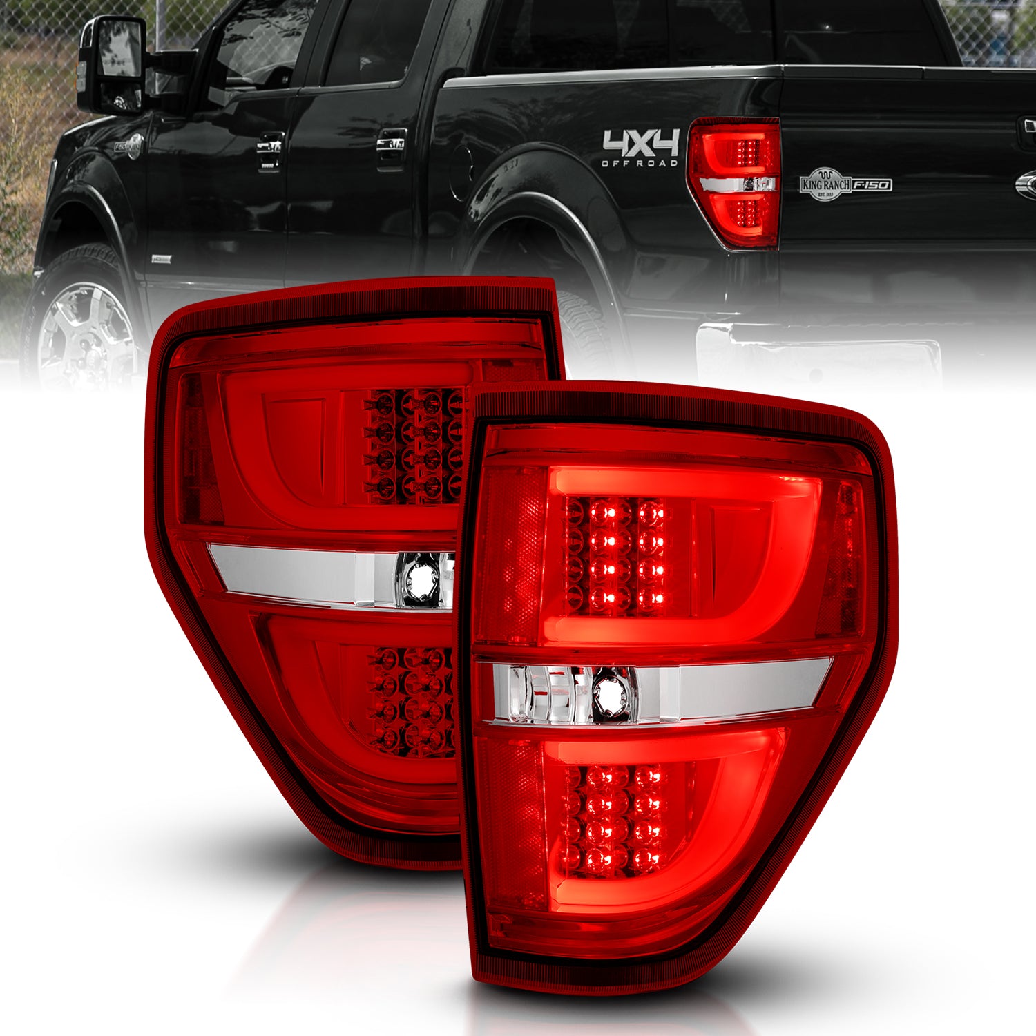 FORD F-150 09-13 LED TAIL LIGHTS G2 RED/CLEAR