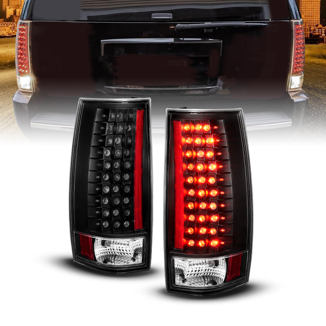 CHEVY TAHOE/SUBURBAN 07-UP LED G4 TAIL LIGHTS BLACK (ESCALADE LOOK)