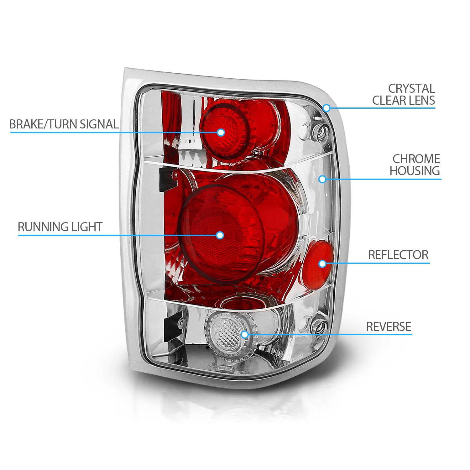FORD RANGER 98-01 TAIL LIGHTS G2 CHROME