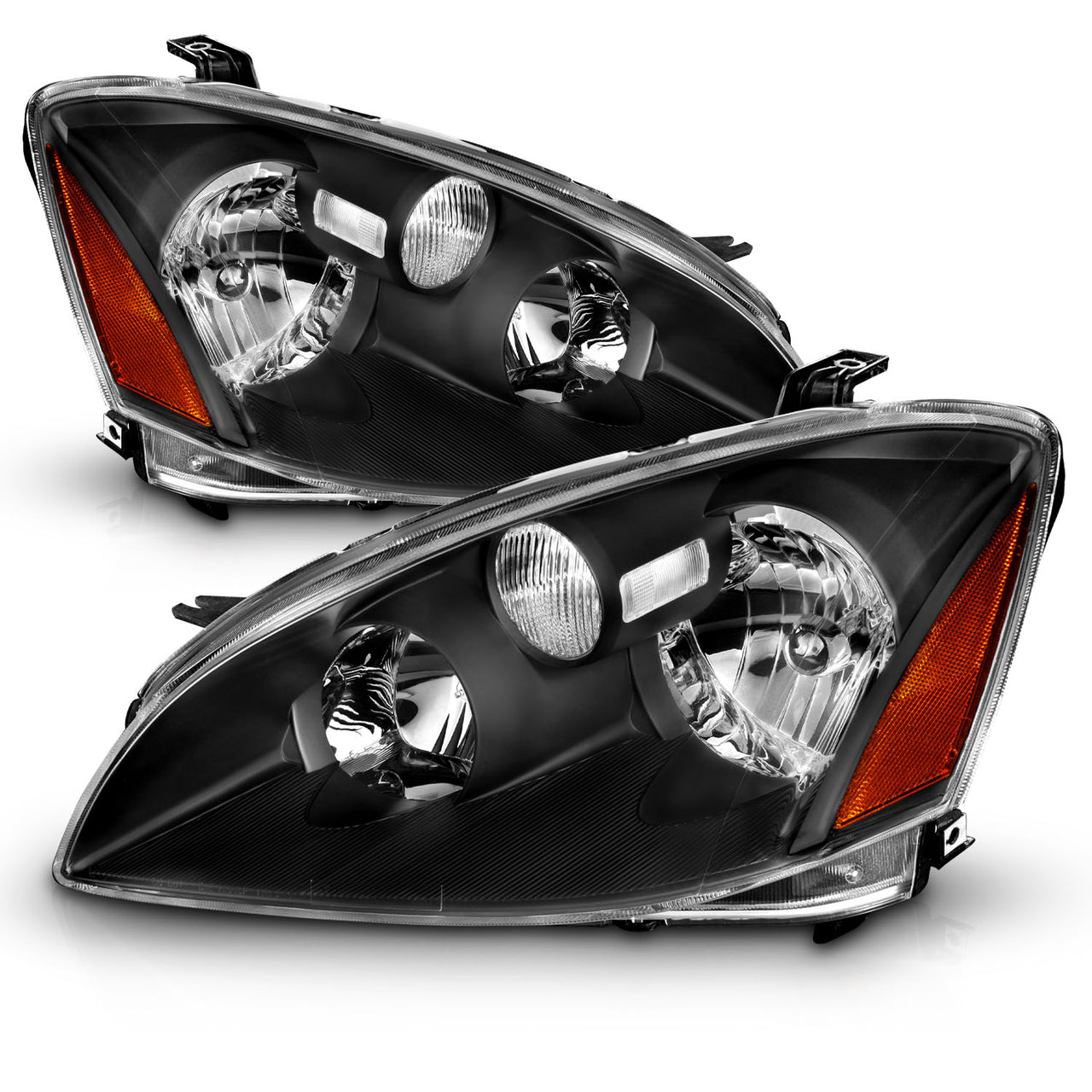 NISSAN ALTIMA 02-04 HEADLIGHTS CRYSTAL BLACK AMBER
