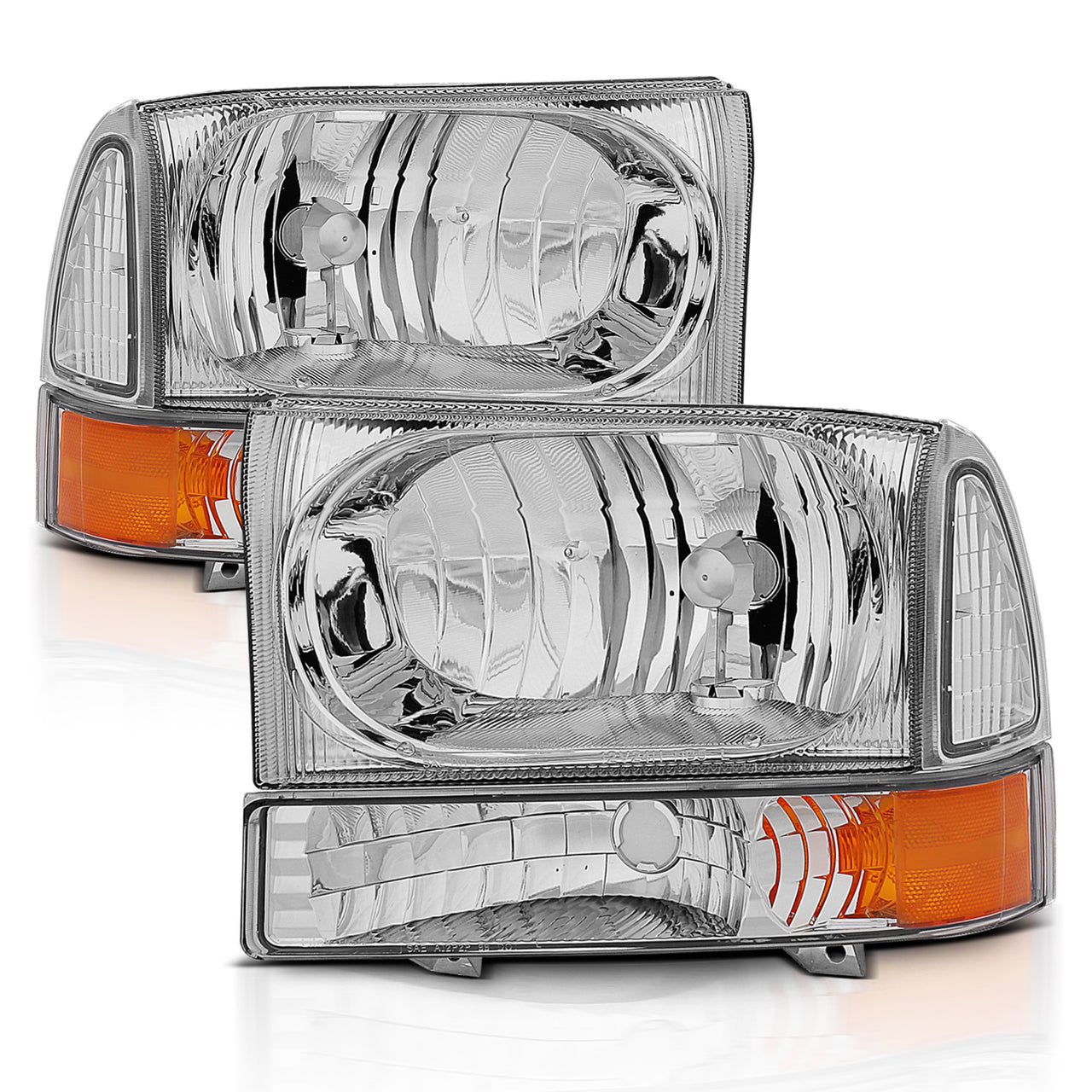 FORD EXCURSION 00-04/SUPER DUTY 99-04 HEADLIGHTS W/ CORNER LIGHTS CHROME AMBER (W/O BULB)