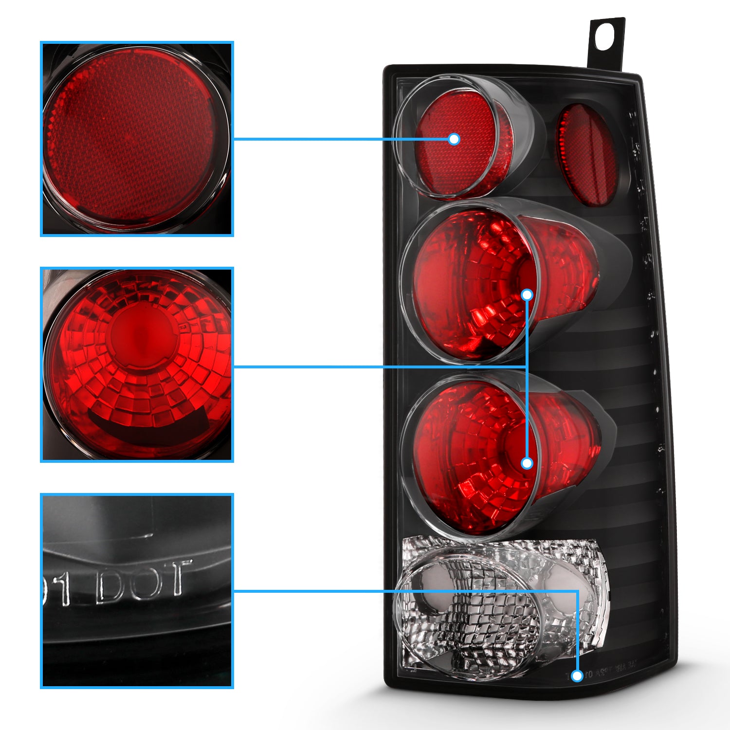 GMC SAVANA 96-02 TAIL LIGHTS BLACK