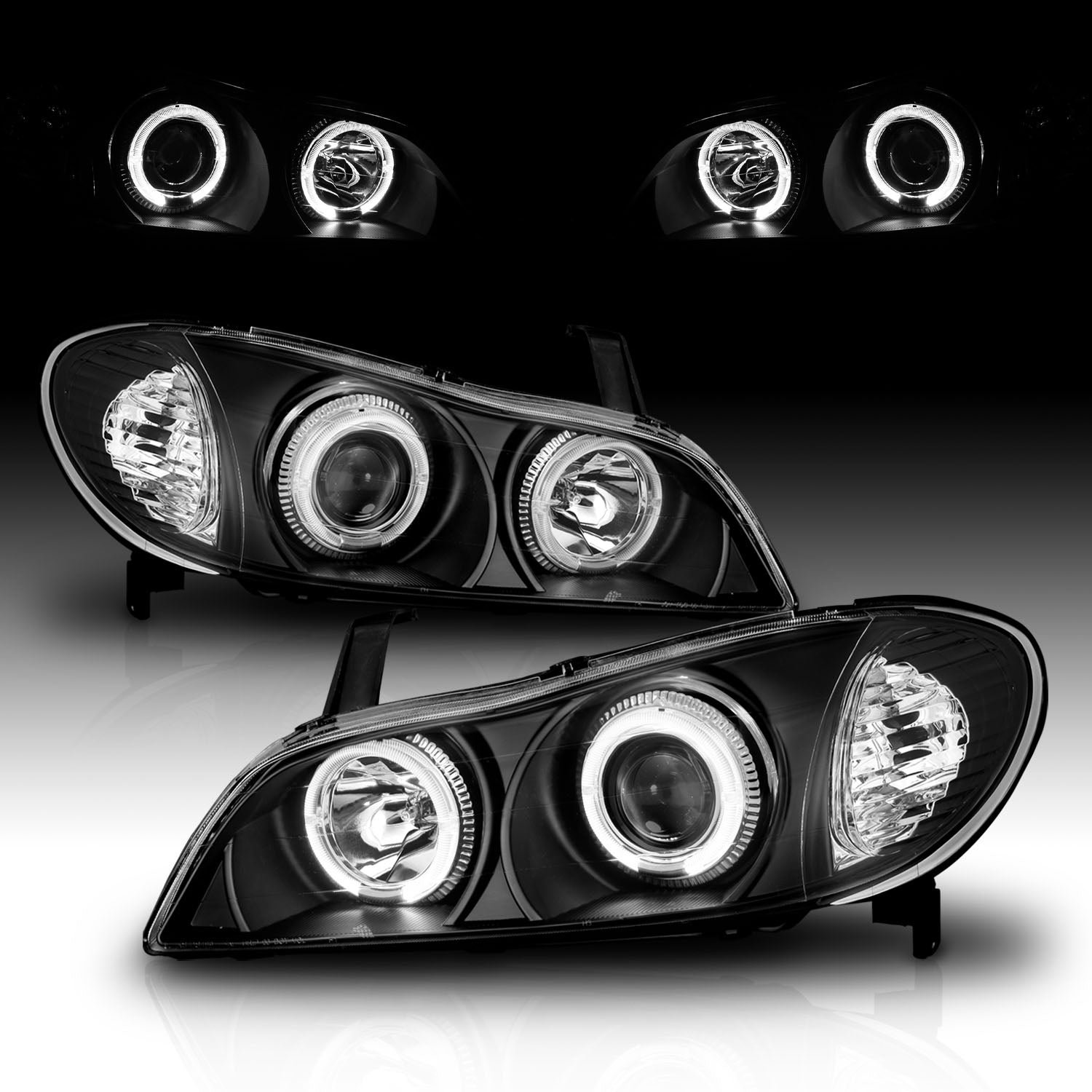 INFINITI I-30 00-01 PROJECTOR HEADLIGHTS HALO BLACK CLEAR