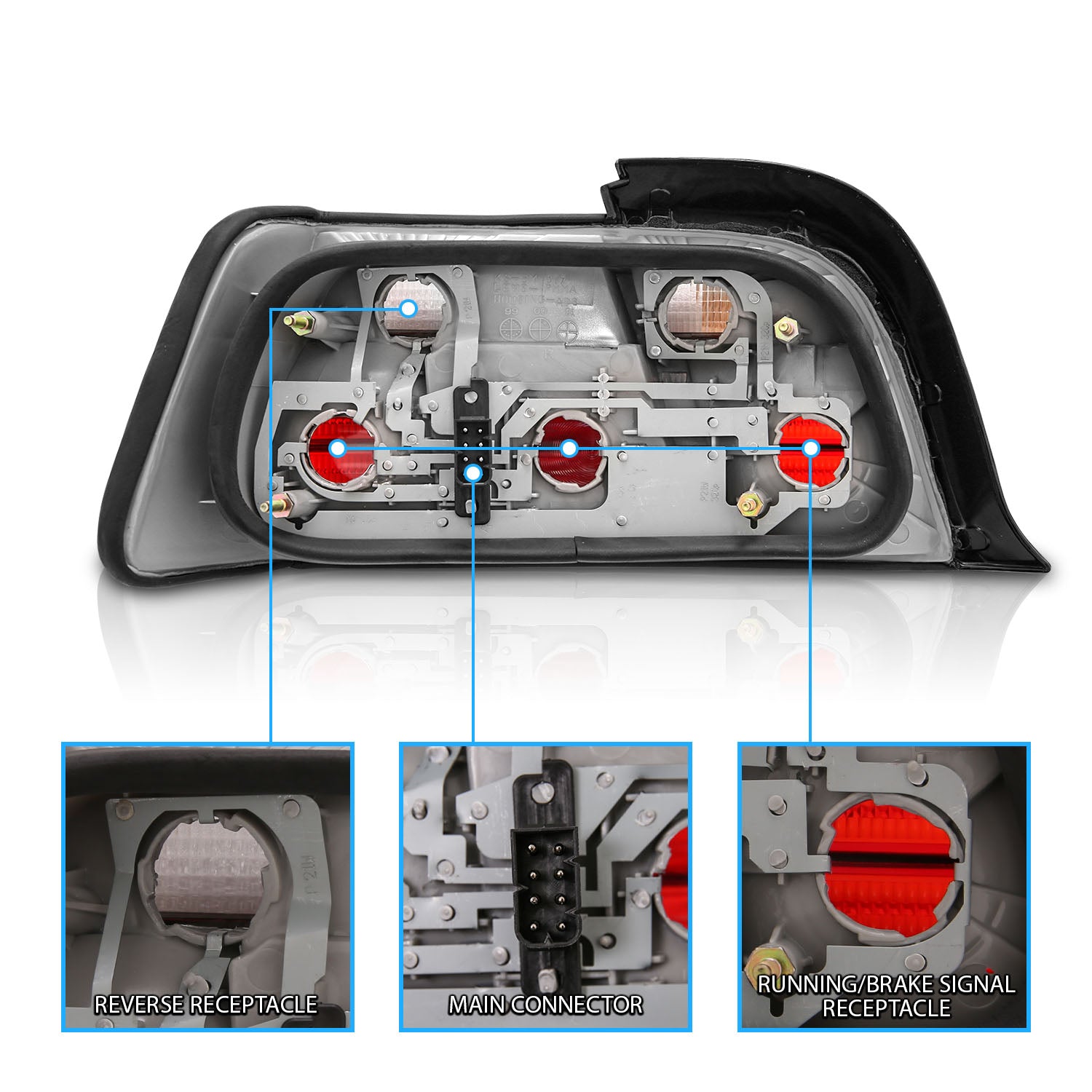 BMW 3 SERIES E36 92-98 2DR TAIL LIGHTS RED/CLEAR