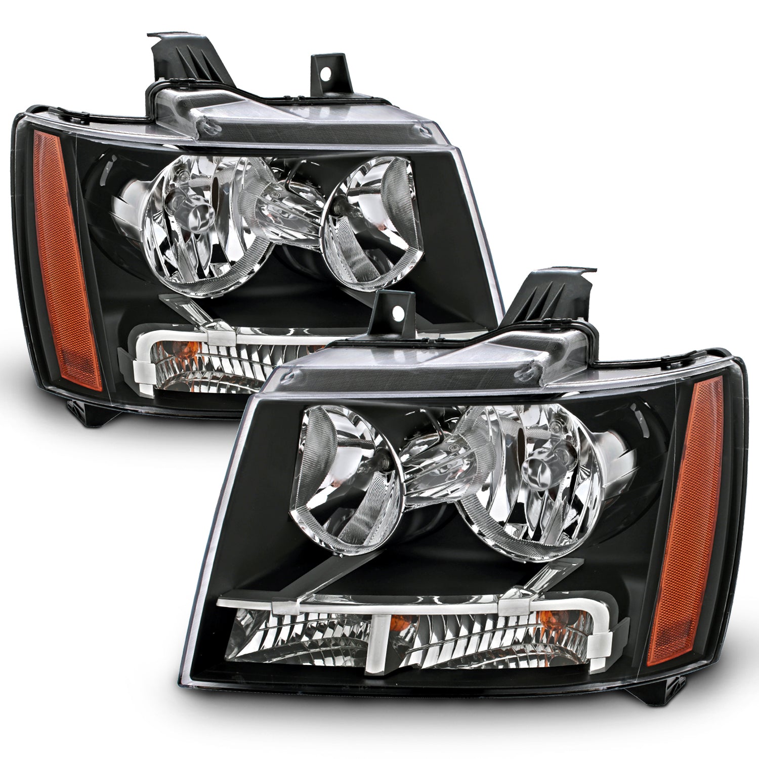 CHEVY TAHOE/SUBURBAN/AVALANCHE 07-14 HEADLIGHTS BLACK AMBER
