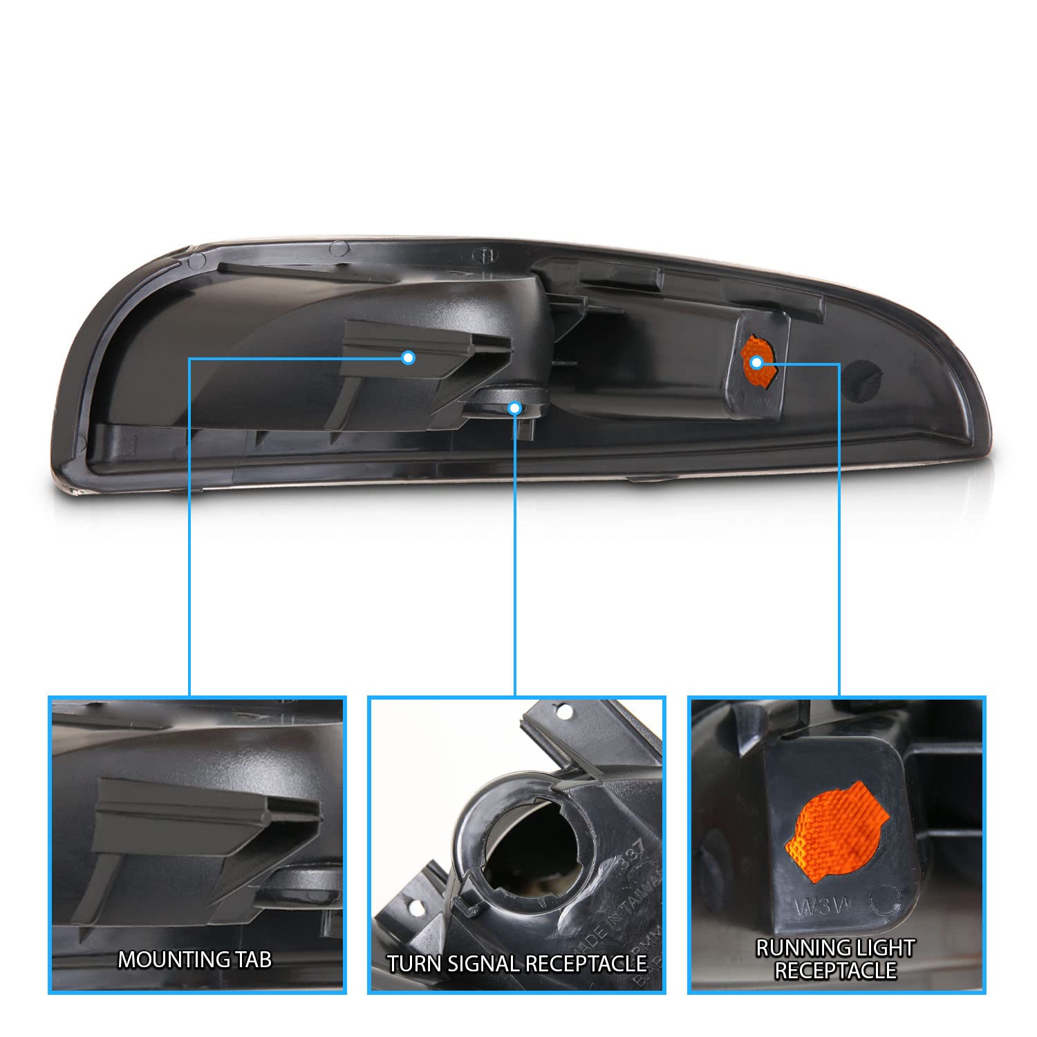 CHEVY CORVETTE 97-04 BUMPER LIGHTS EURO BLACK AMBER