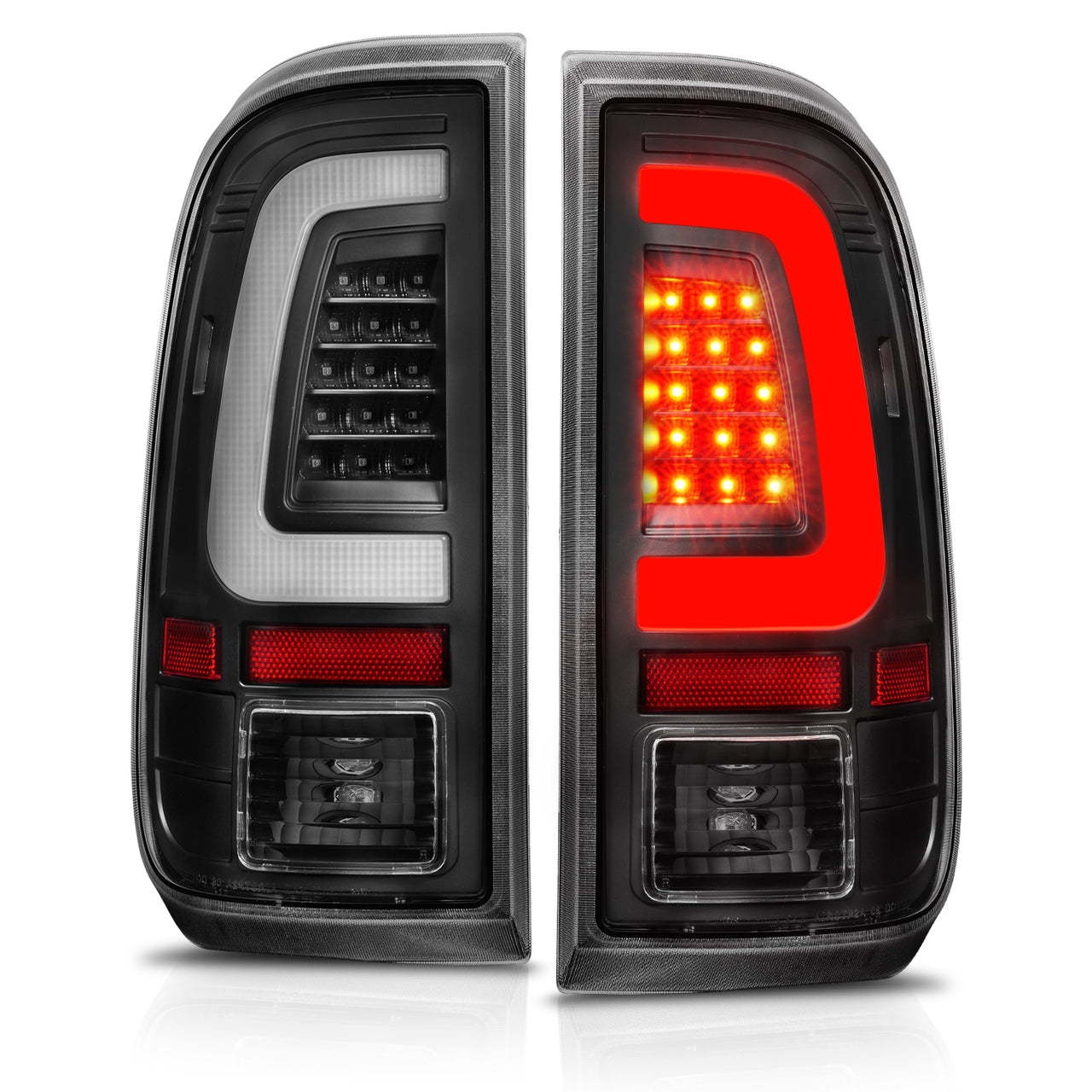FORD F-250/SUPER DUTY 08-16 LED TAIL LIGHTS BLACK HOUSING CLEAR LENS W/ C LIGHTS BAR