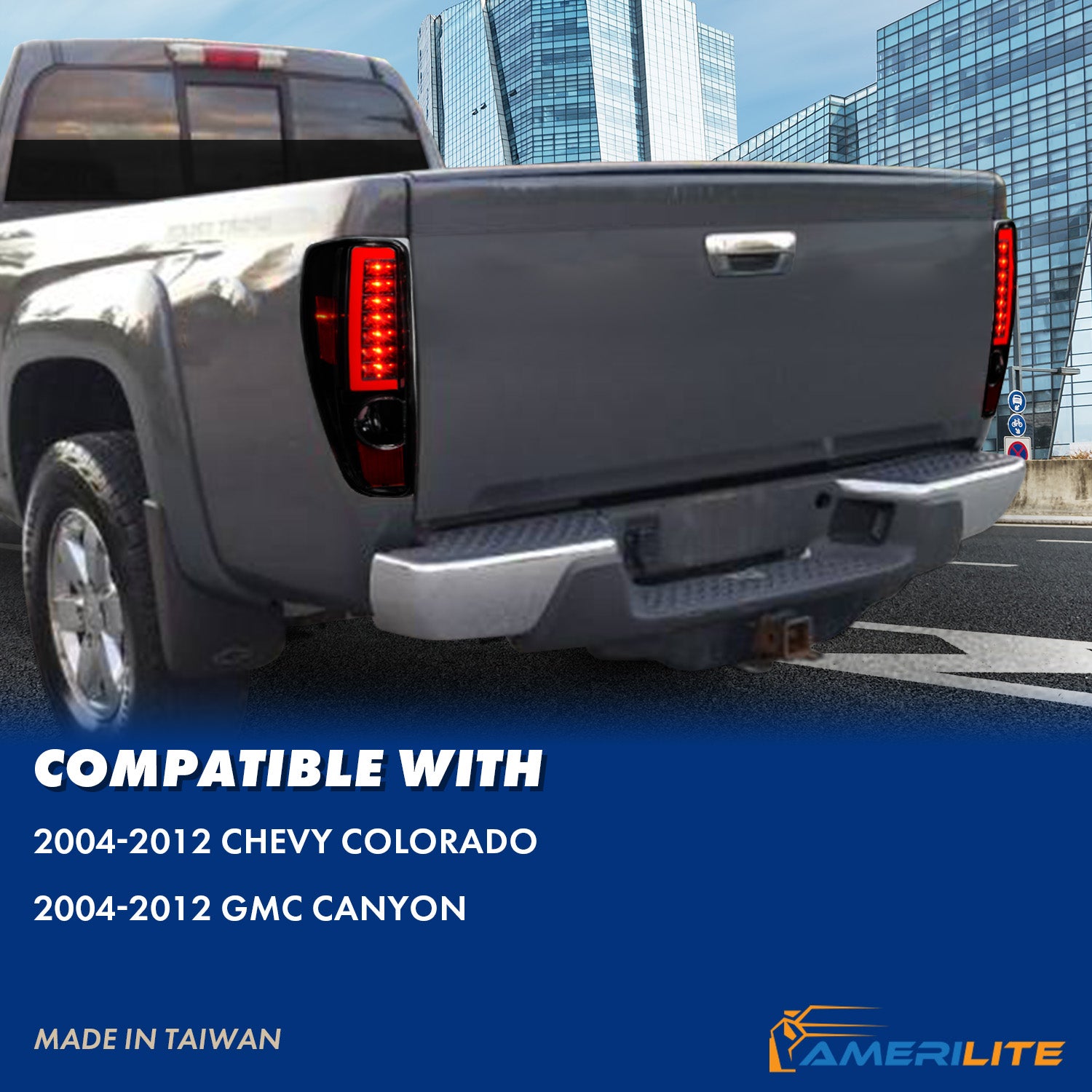 CHEVY COLORADO/GMC CANYON 04-12  LED TAIL LIGHTS BLACK HOUSING SMOKE LENS (W/ C LIGHT BAR)
